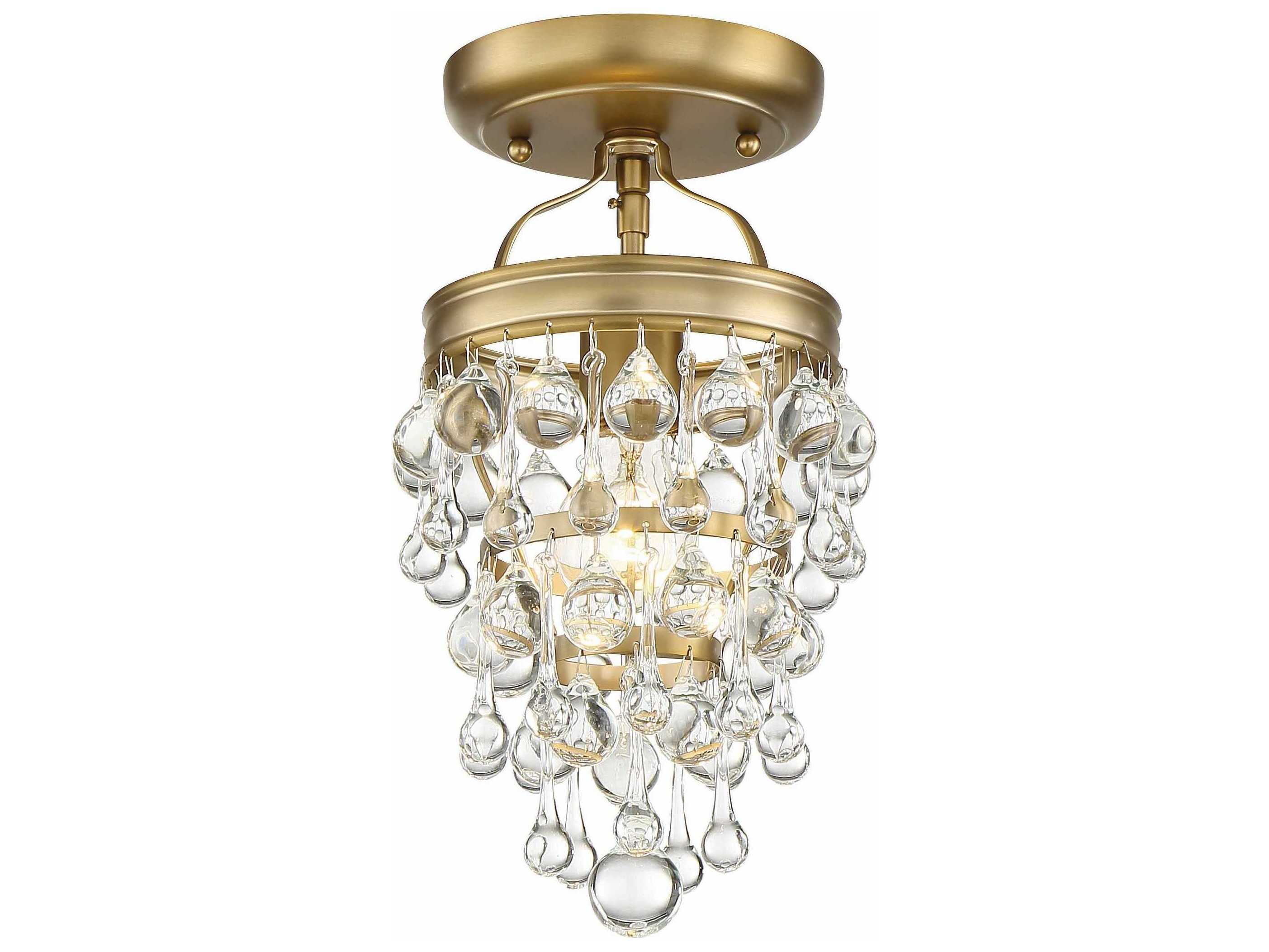 Crystorama Calypso 1-Light Chrome Glass Tiered Semi Flush Mount