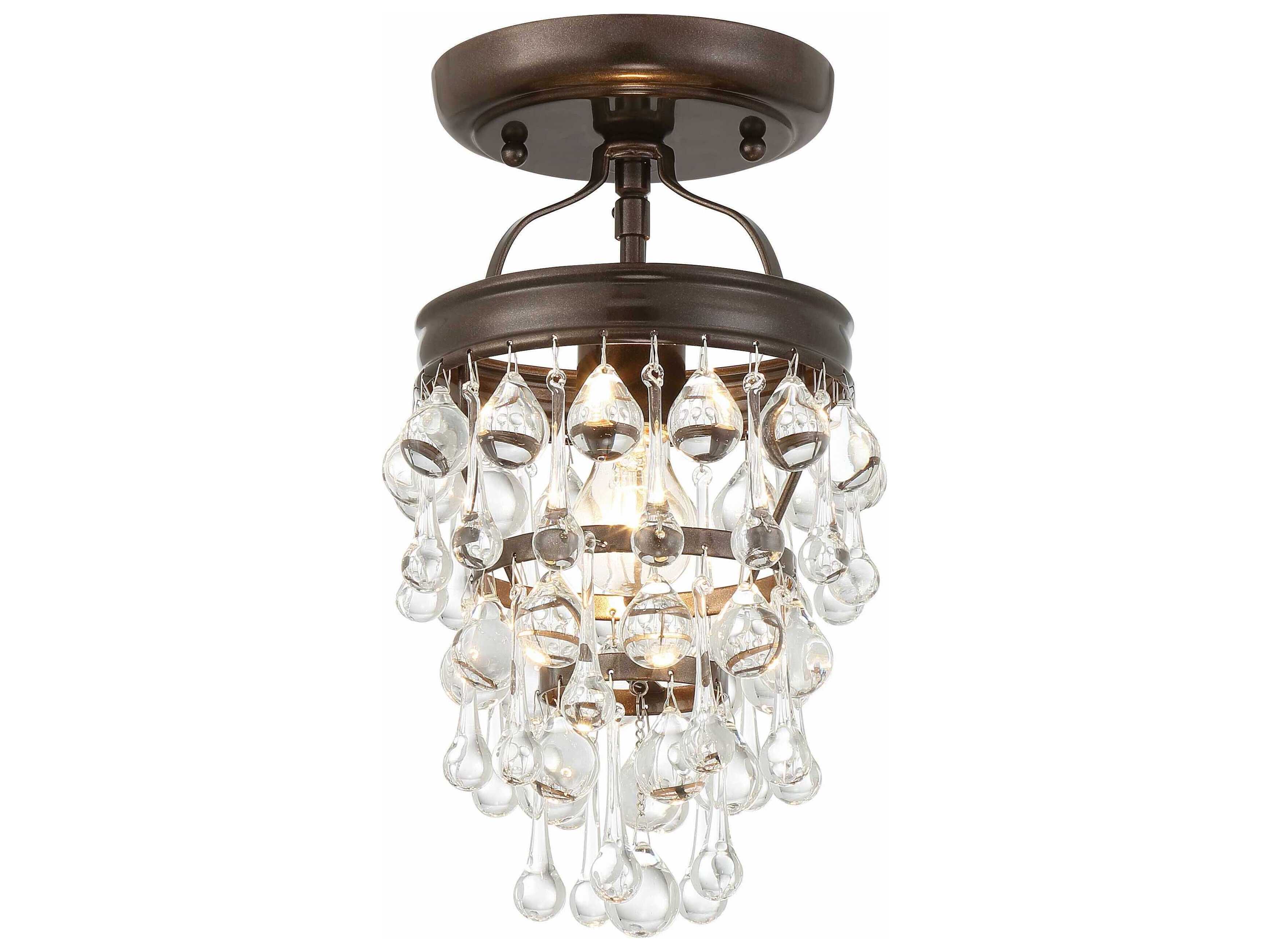 Crystorama Calypso 1-Light Chrome Glass Tiered Semi Flush Mount