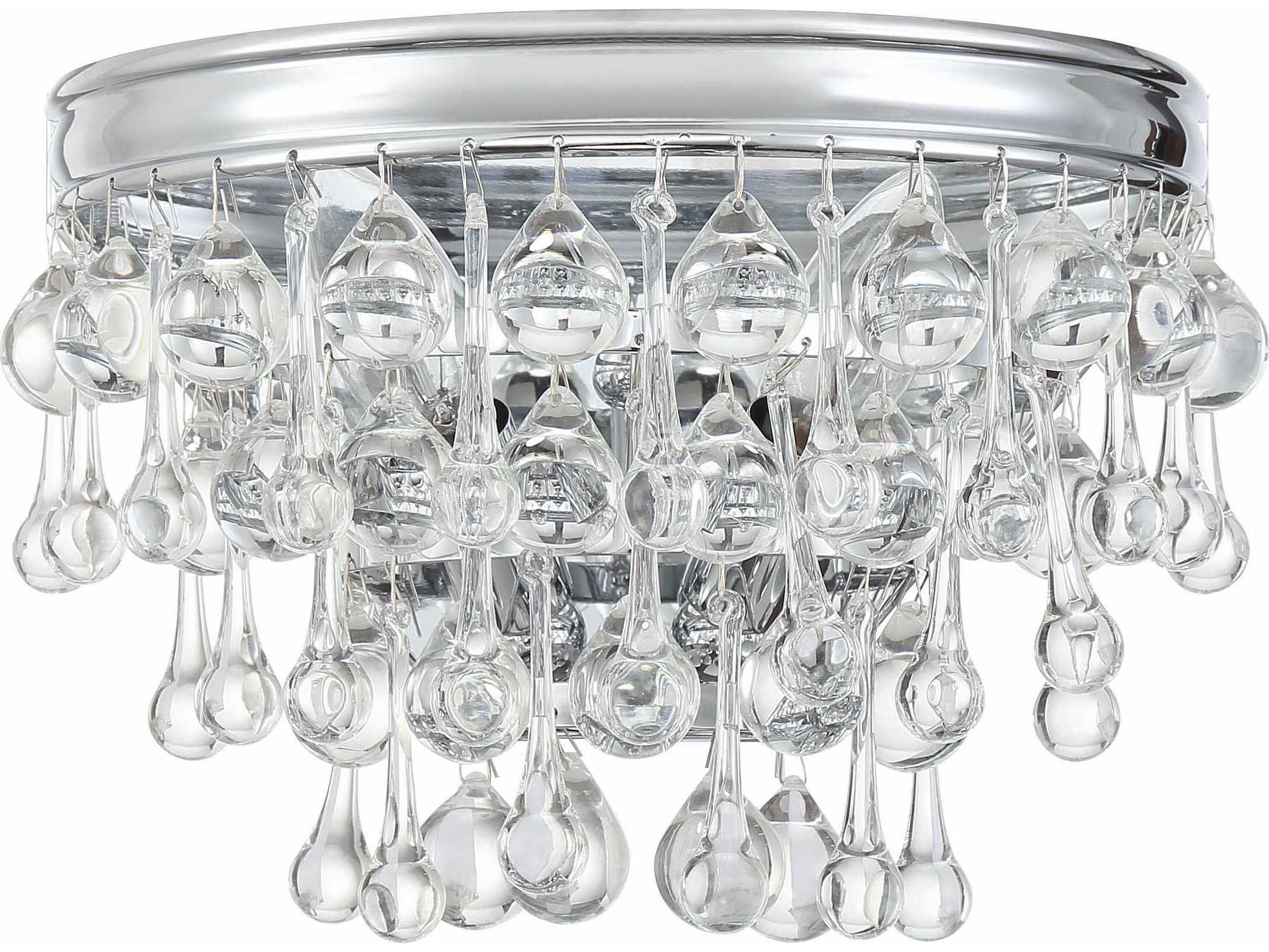 Crystorama Calypso 2-Light Chrome Crystal Glass Flush Mount