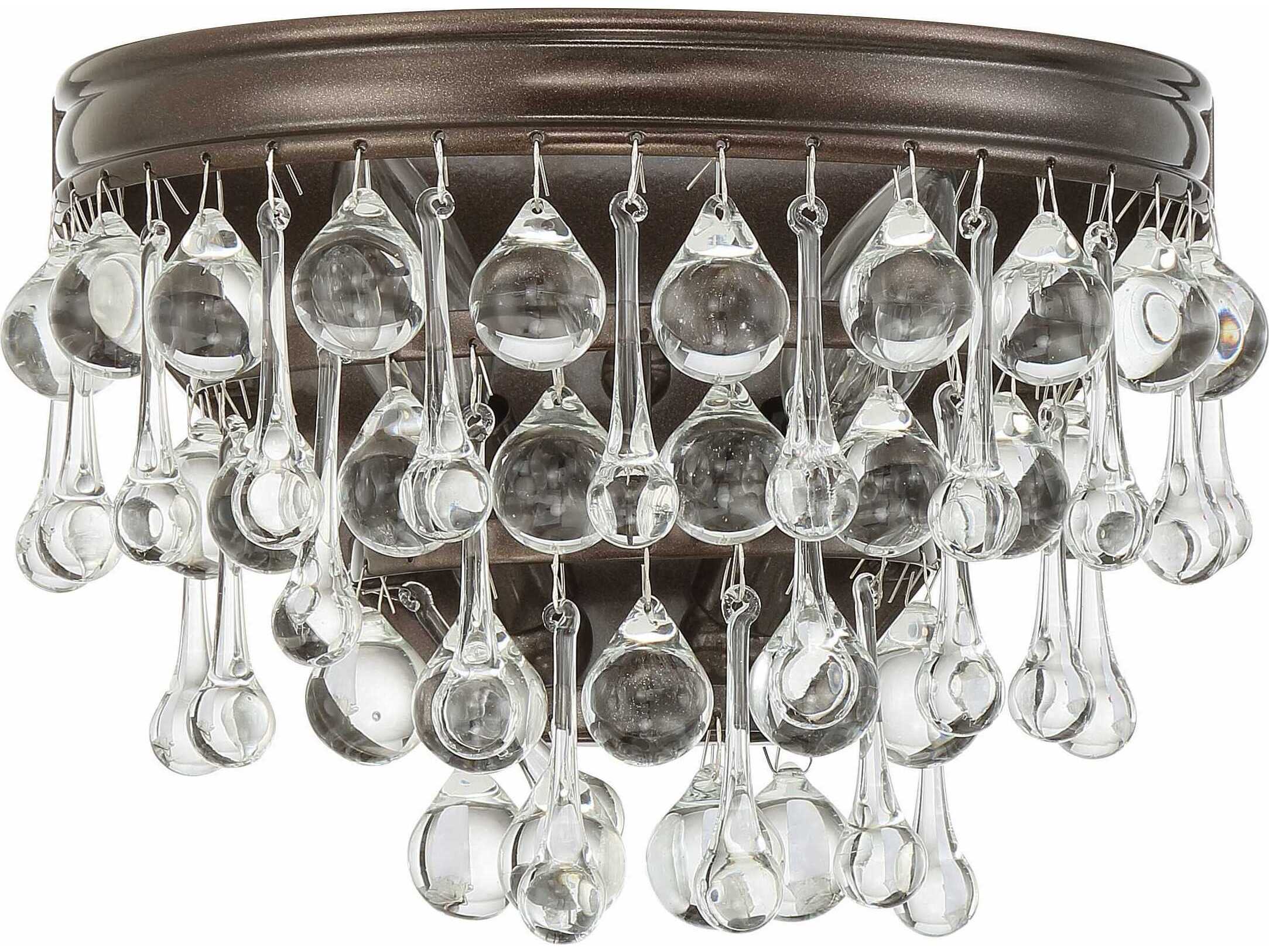 Crystorama Calypso 2-Light Chrome Crystal Glass Flush Mount
