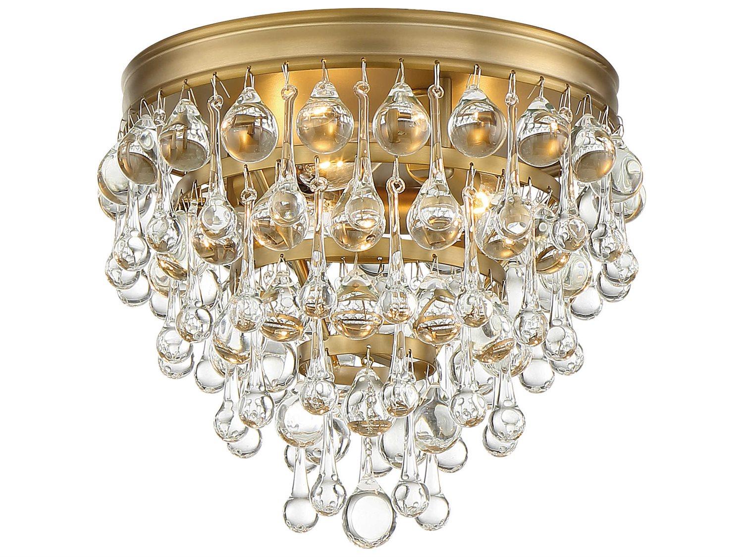 Crystorama Calypso 3-Light Chrome Crystal Glass Tiered Flush Mount