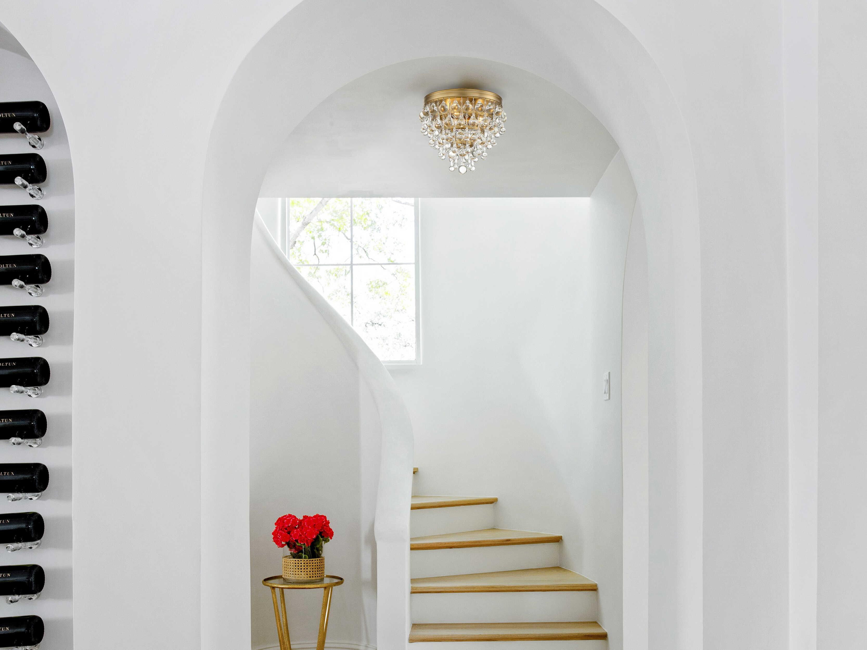 Crystorama Calypso 3-Light Chrome Crystal Glass Tiered Flush Mount