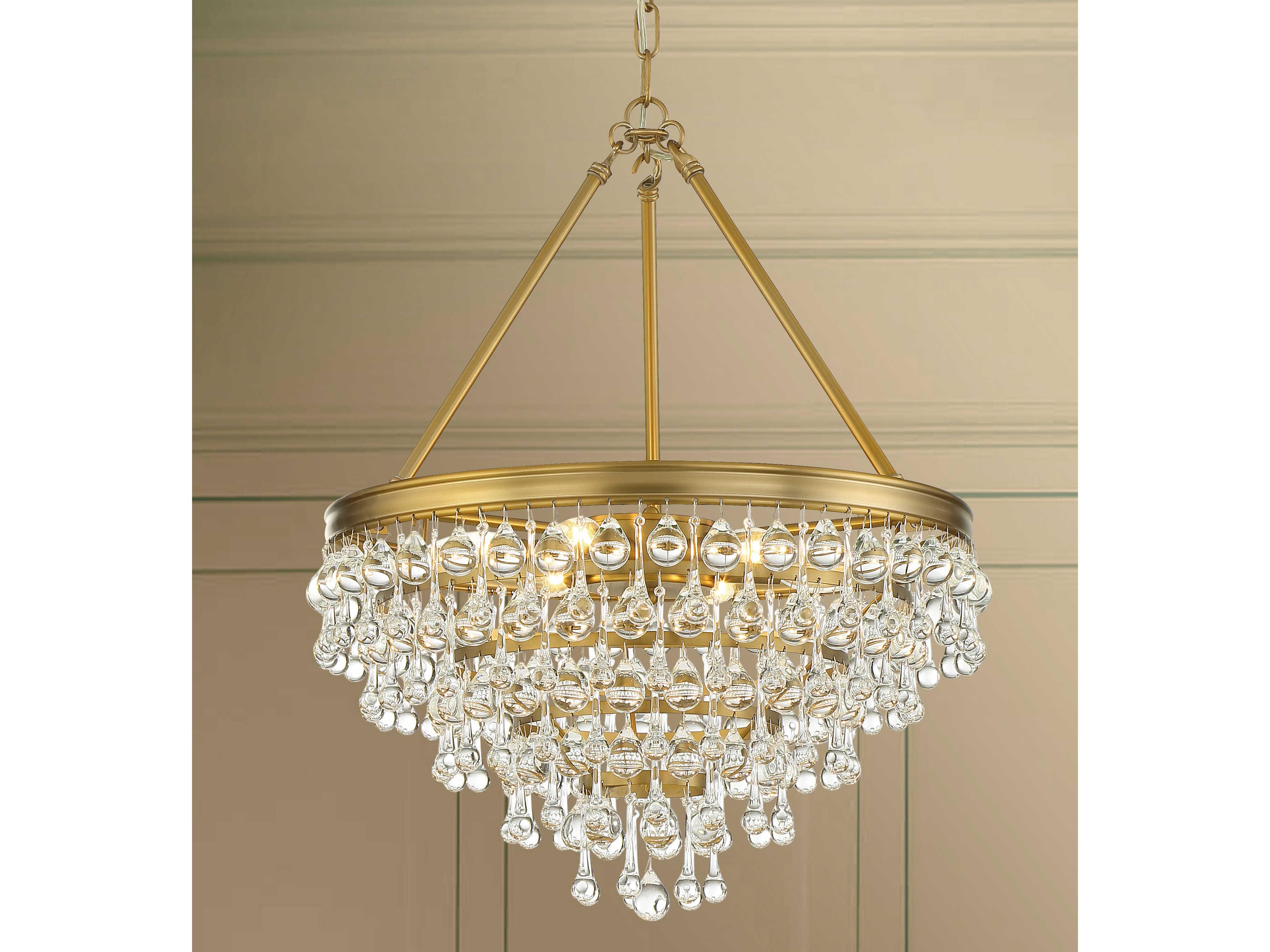 Crystorama Calypso 6-Light Chrome Crystal Glass Candelabra Tiered Chandelier