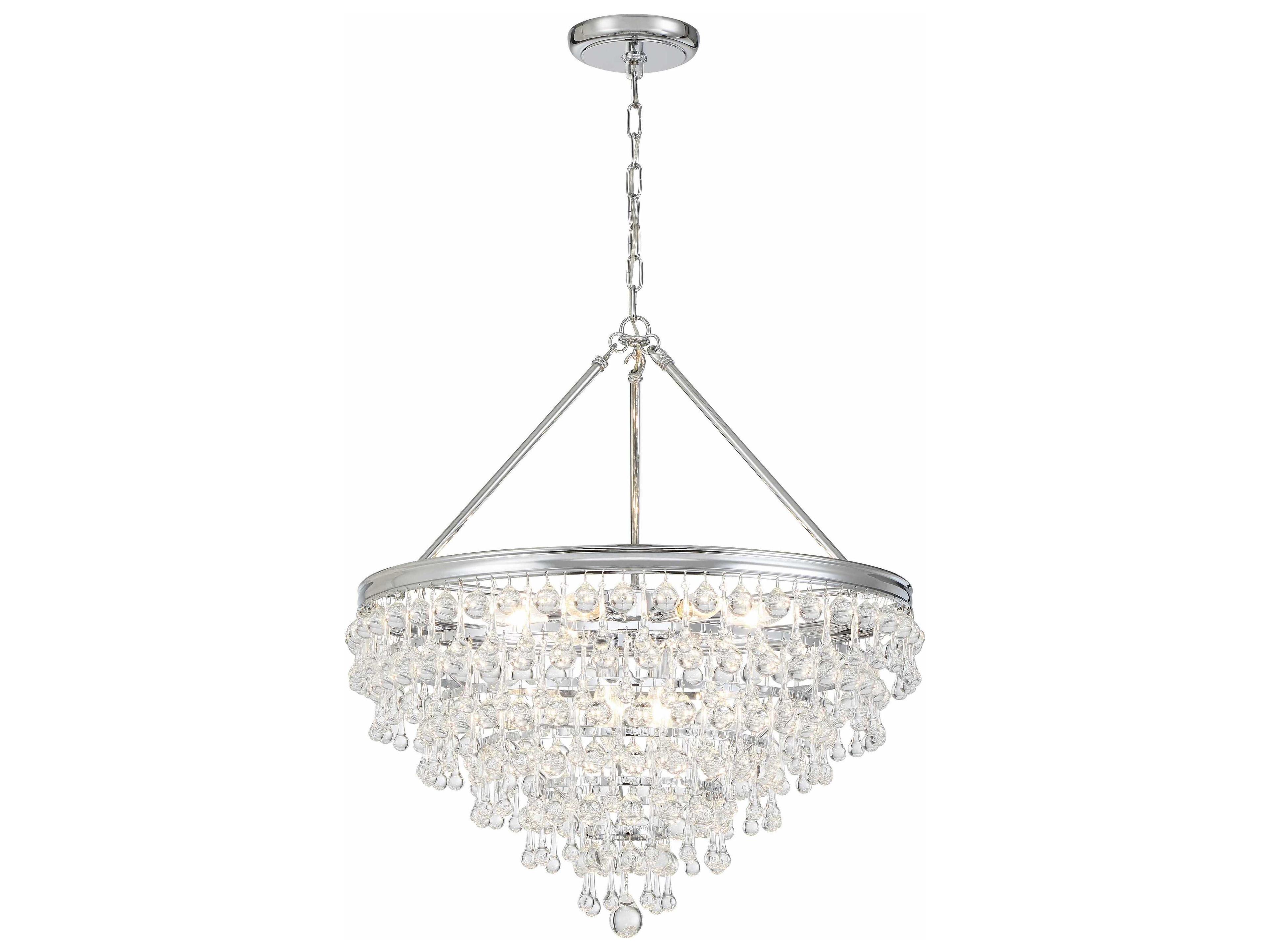 Crystorama Calypso 8-Light Chrome Crystal Glass Candelabra Tiered Chandelier