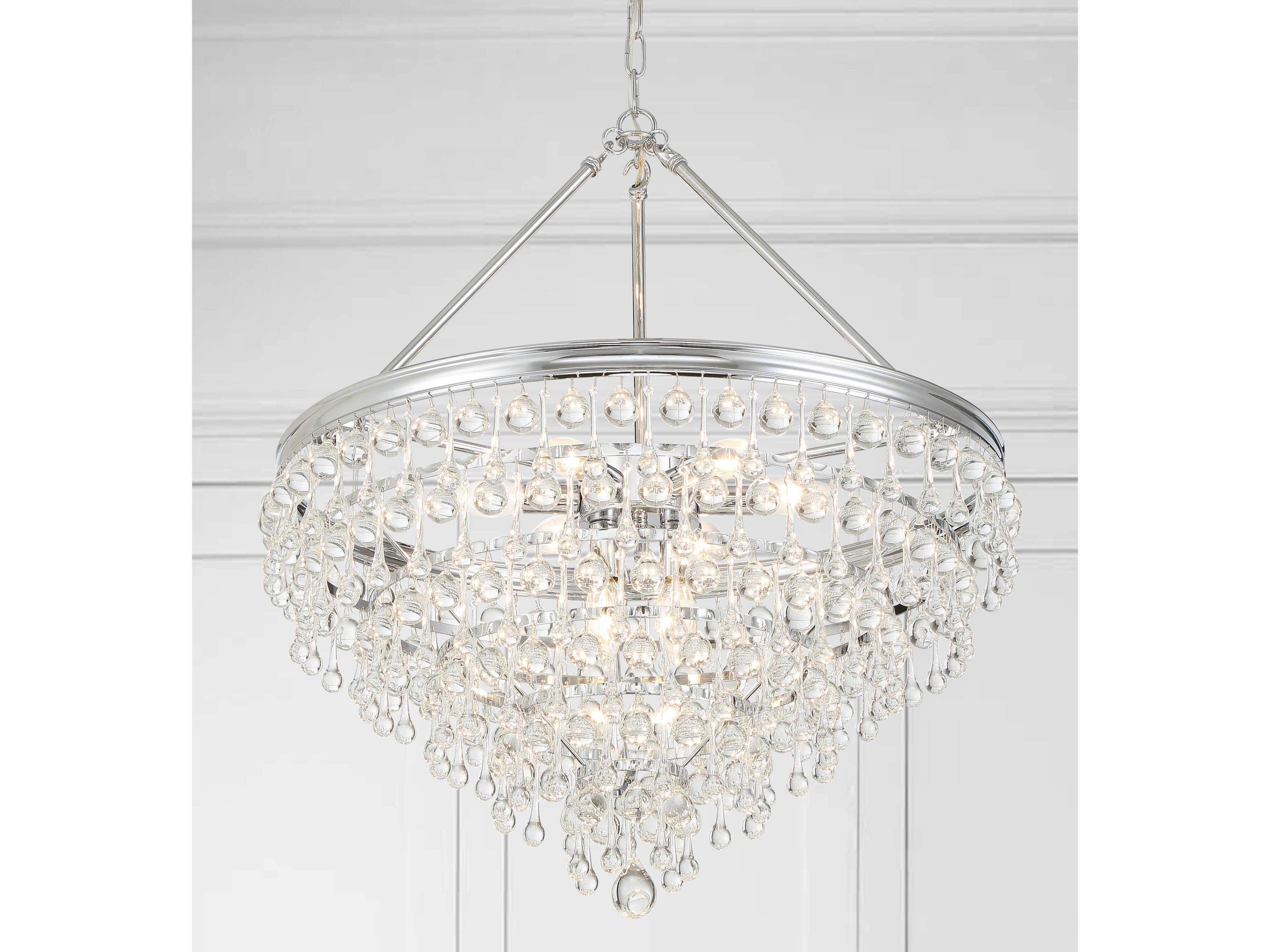 Crystorama Calypso 8-Light Chrome Crystal Glass Candelabra Tiered Chandelier