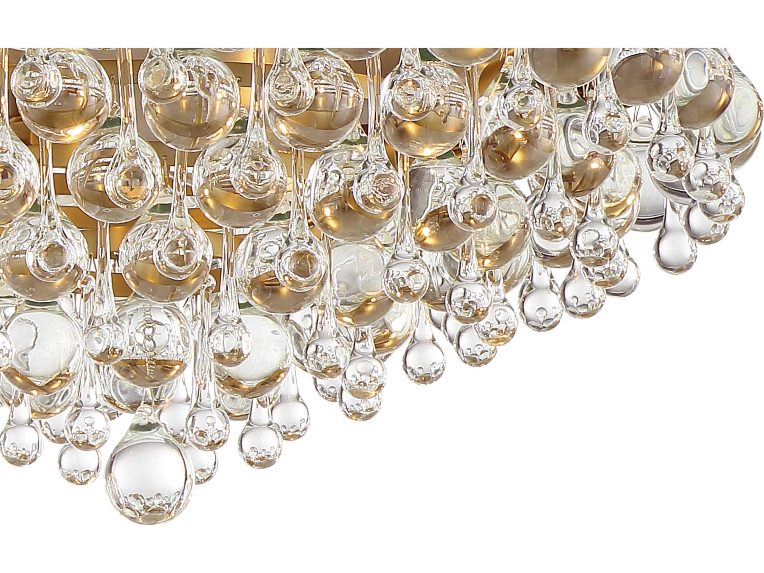 Crystorama Calypso 6-Light Vibrant Gold Glass Tiered Flush Mount