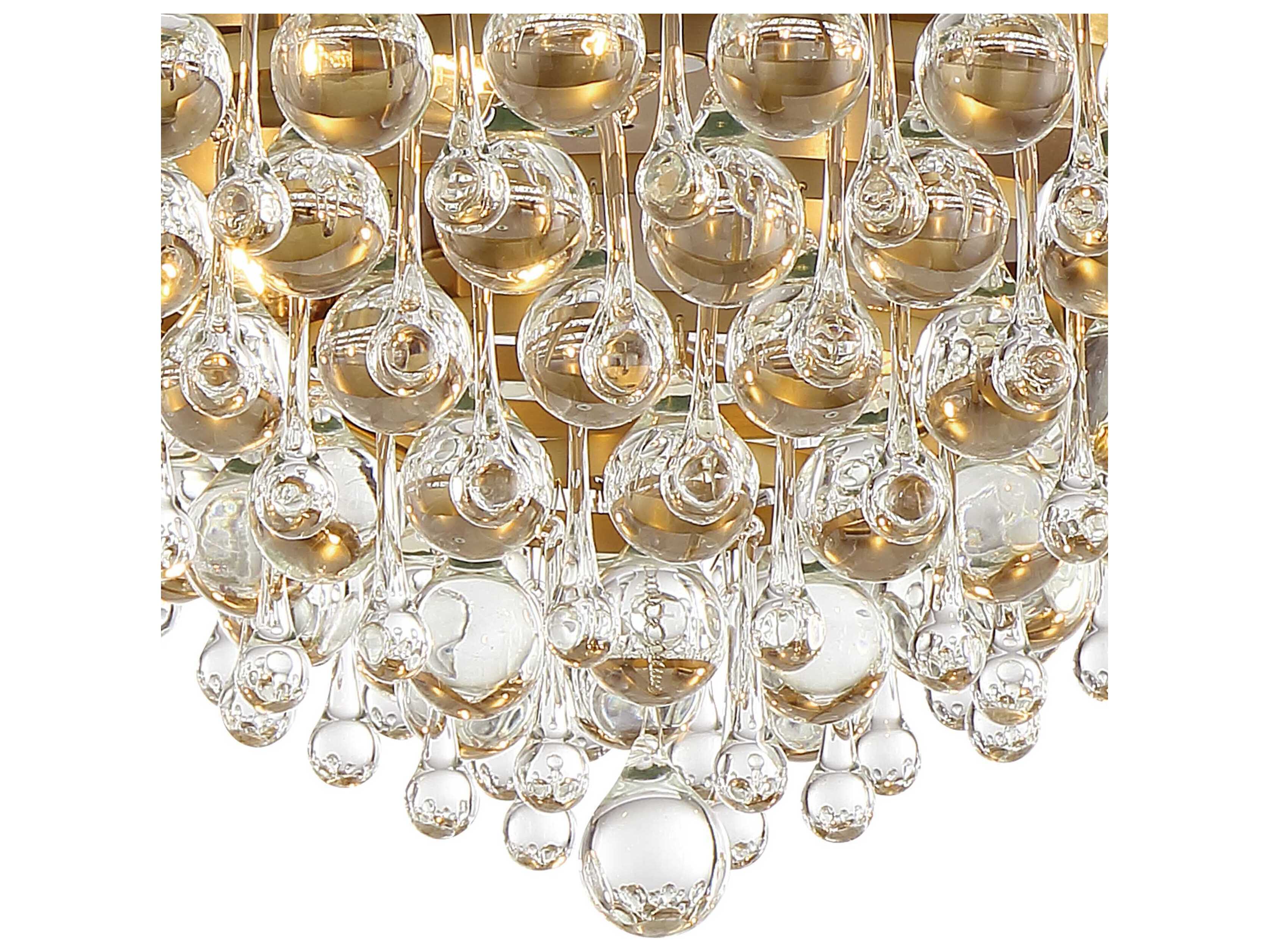 Crystorama Calypso 6-Light Vibrant Gold Glass Tiered Flush Mount