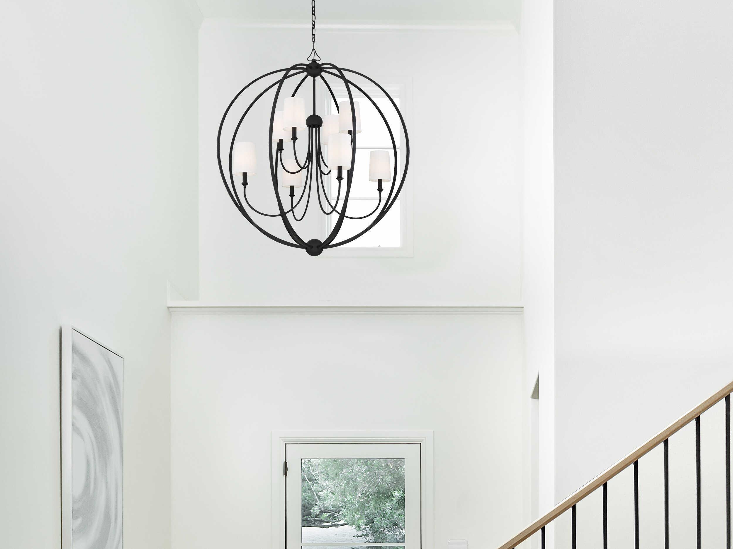 Crystorama Sylvan 8-Light Black Forged Candelabra Geometric Round Chandelier