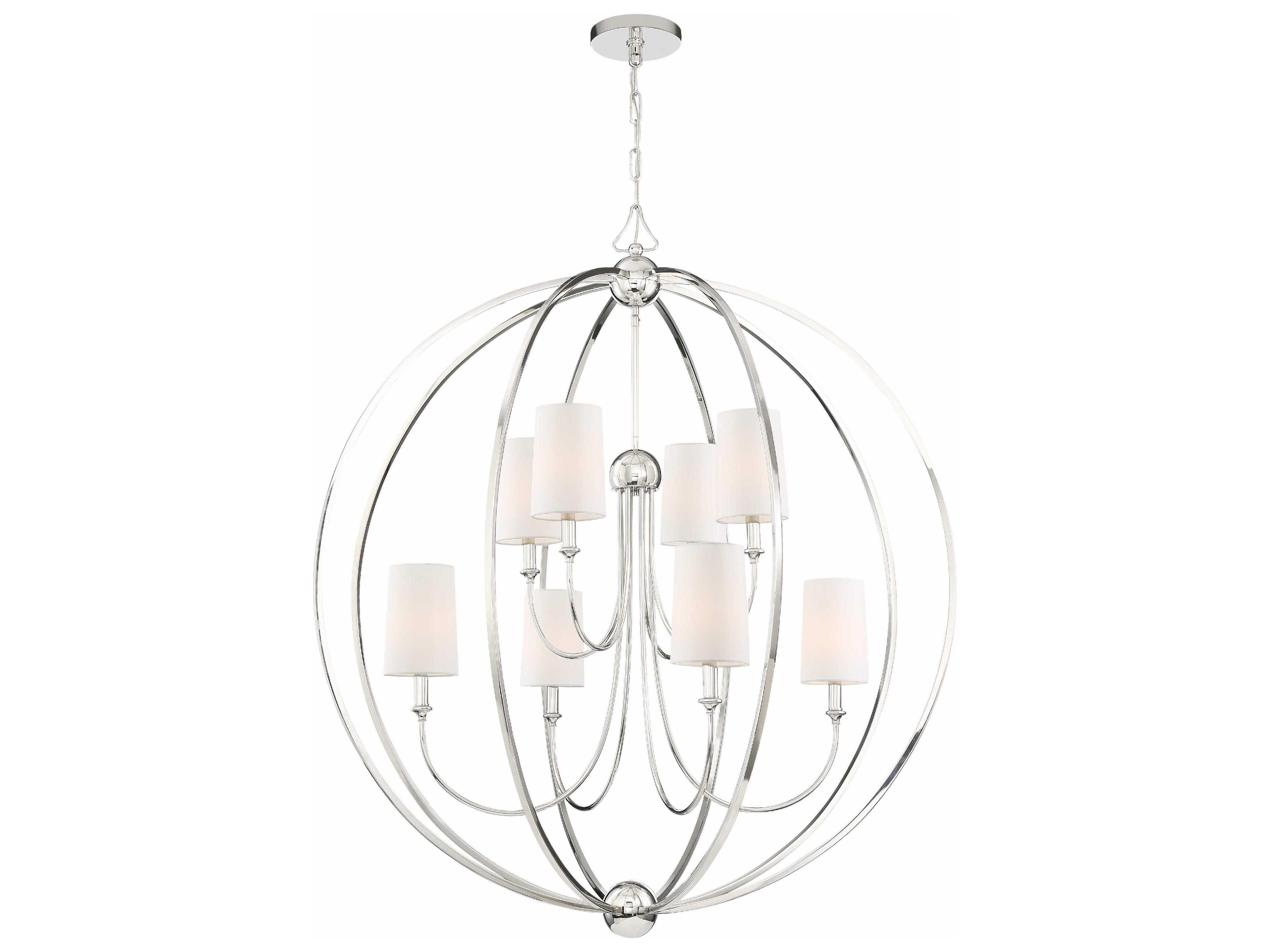 Crystorama Sylvan 8-Light Polished Nickel Candelabra Cylinder Tiered Chandelier