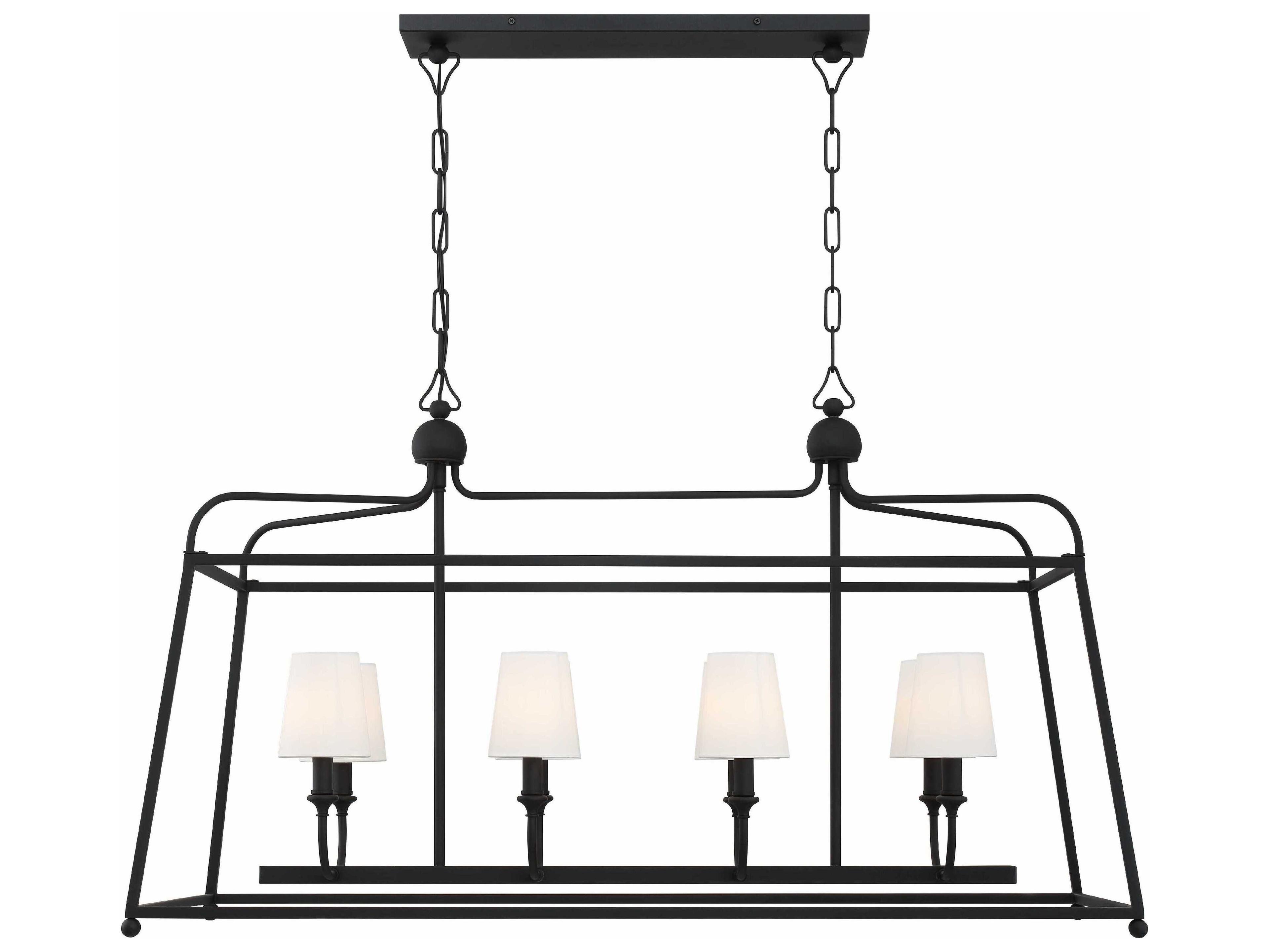 Crystorama Sylvan 8-Light Black Forged Glass Empire Island Pendant