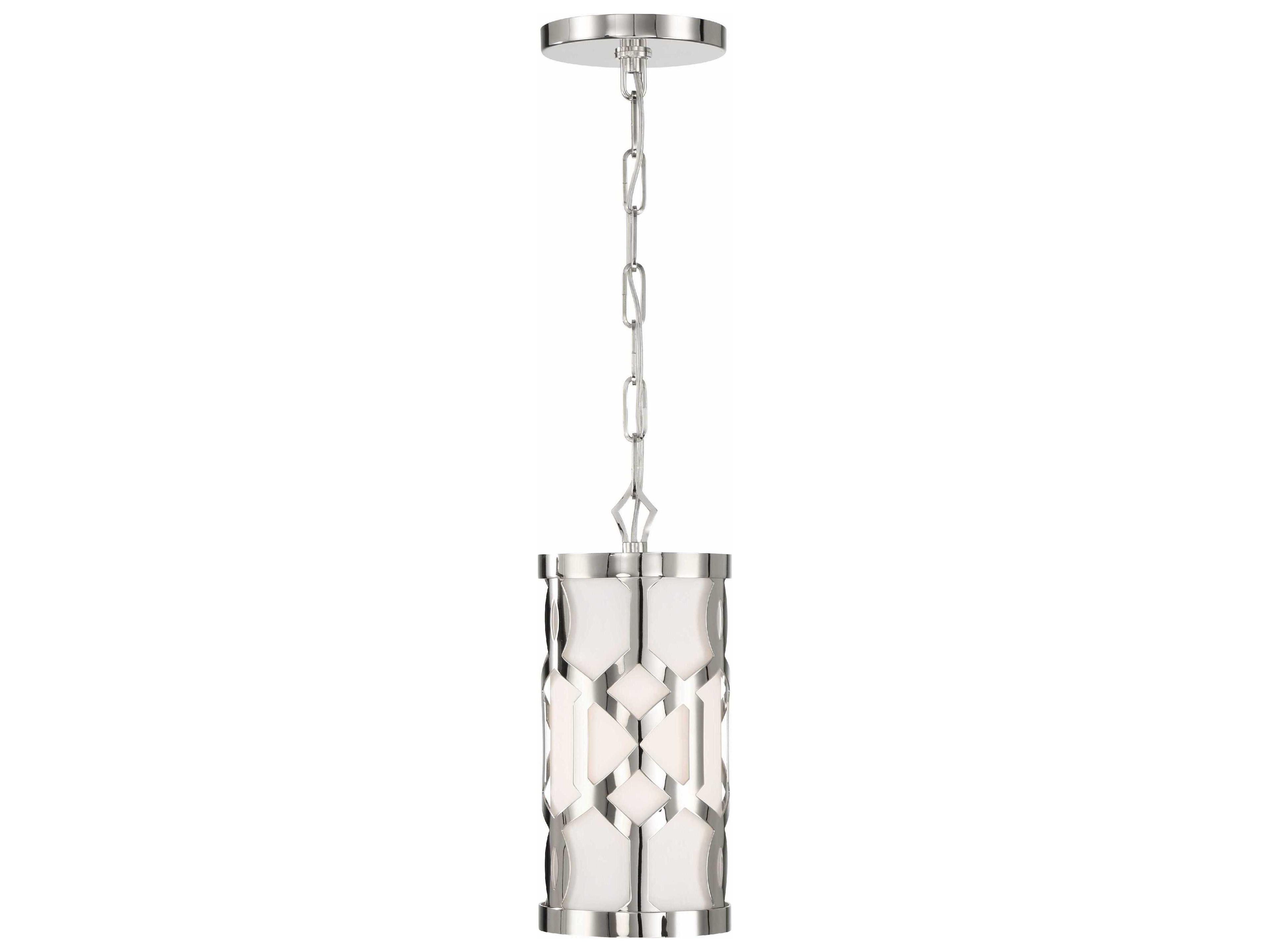 Crystorama Jennings 1-Light White Cylinder Mini Pendant
