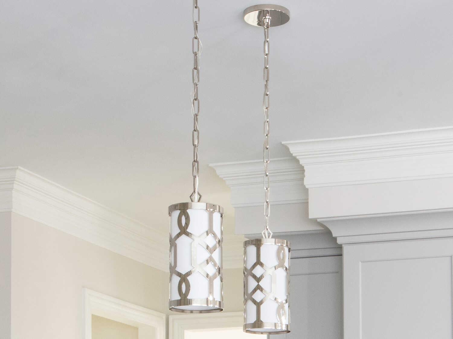 Crystorama Jennings 1-Light White Cylinder Mini Pendant