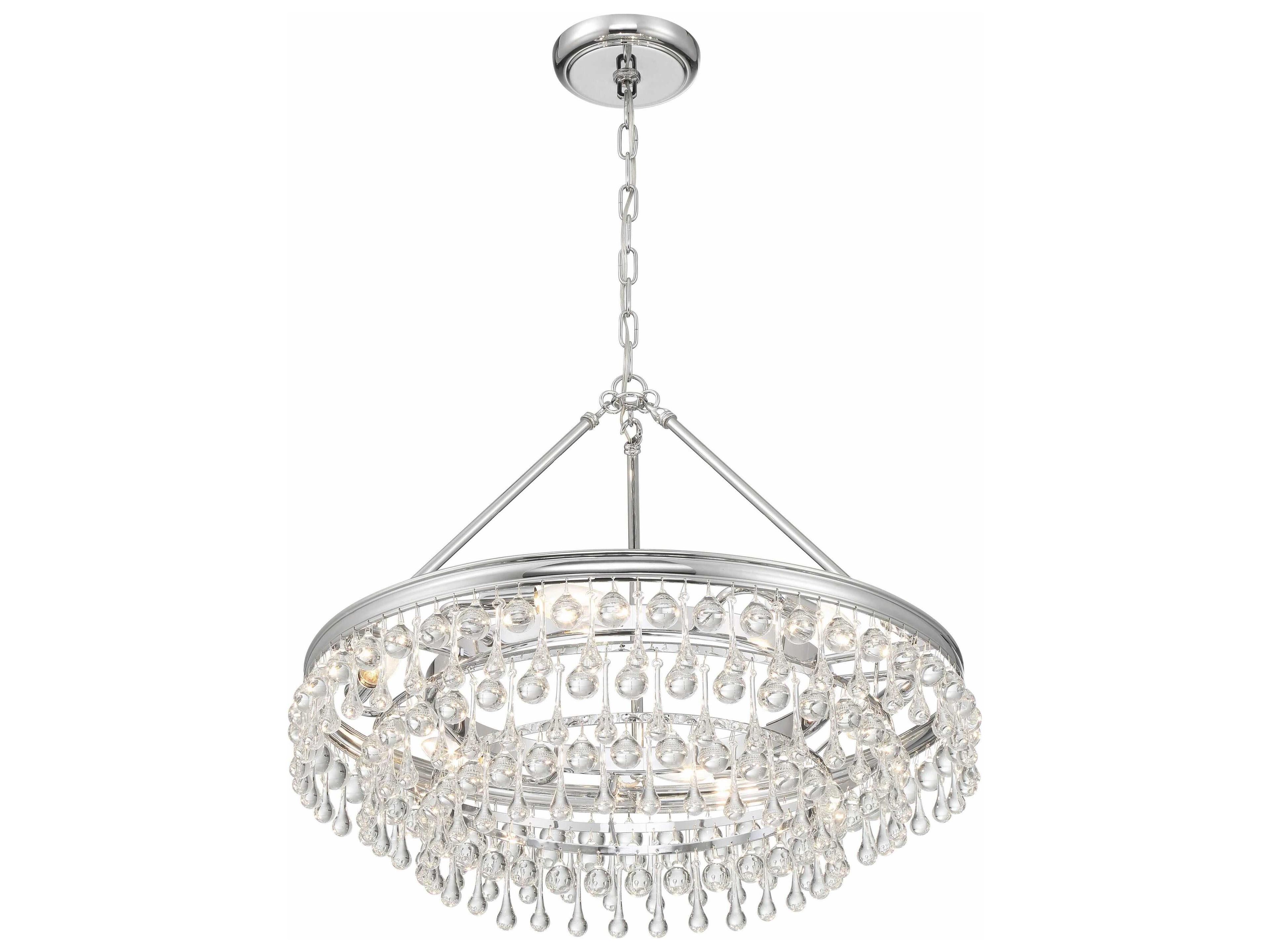 Crystorama Calypso 6-Light Polished Chrome Glass Candelabra Chandelier