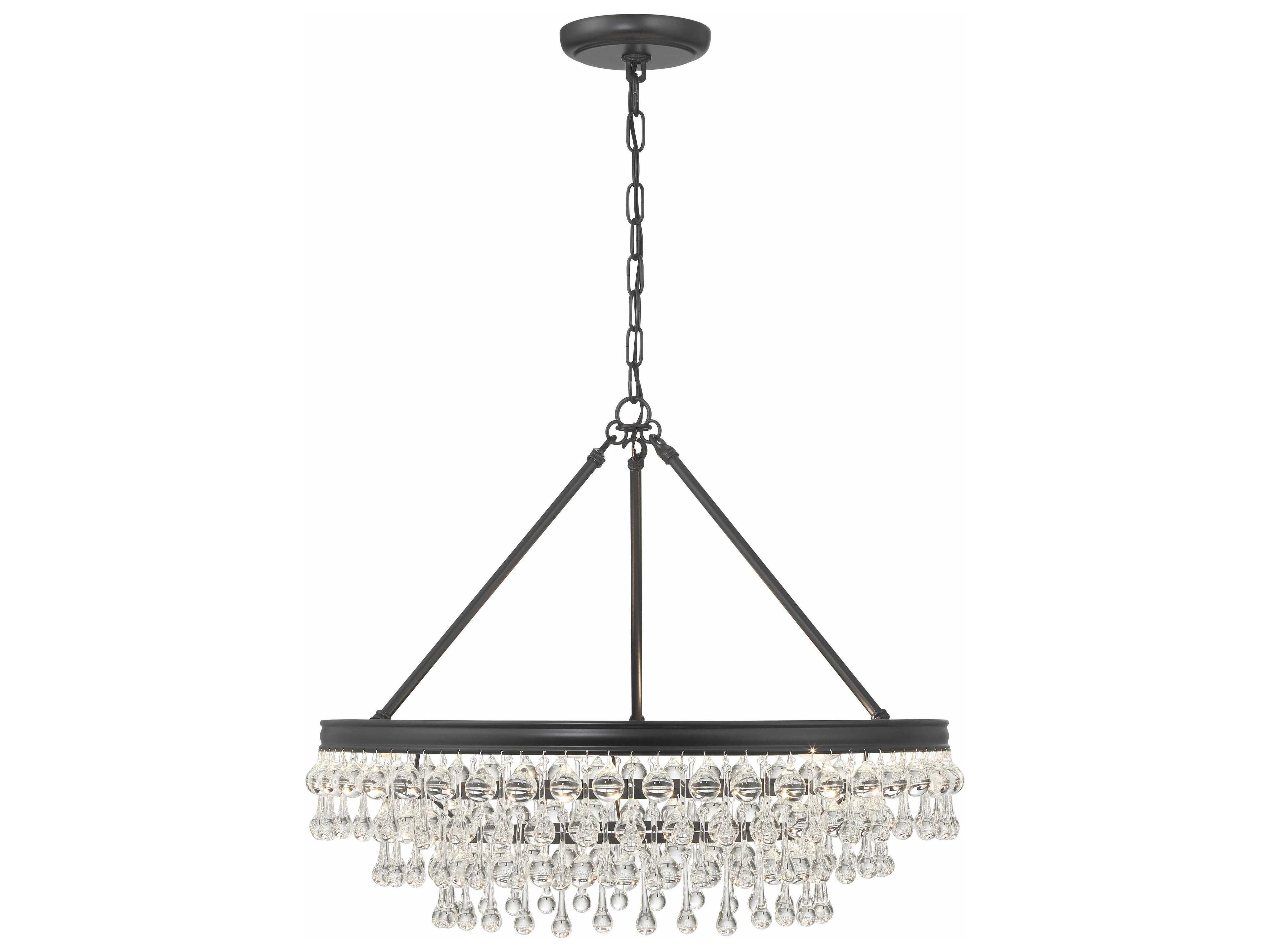 Crystorama Calypso 6-Light Matte Black Glass Candelabra Chandelier