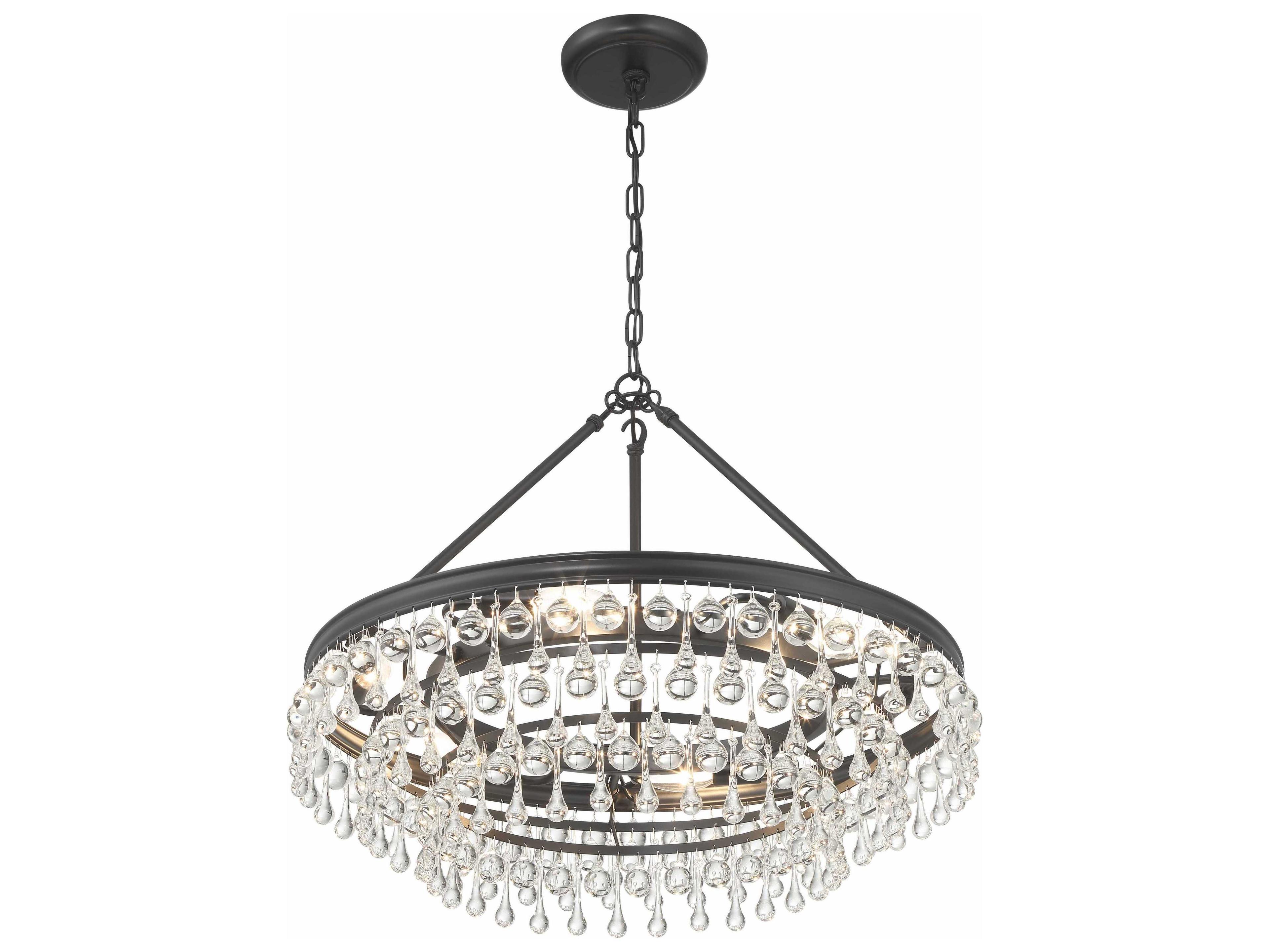 Crystorama Calypso 6-Light Matte Black Glass Candelabra Chandelier