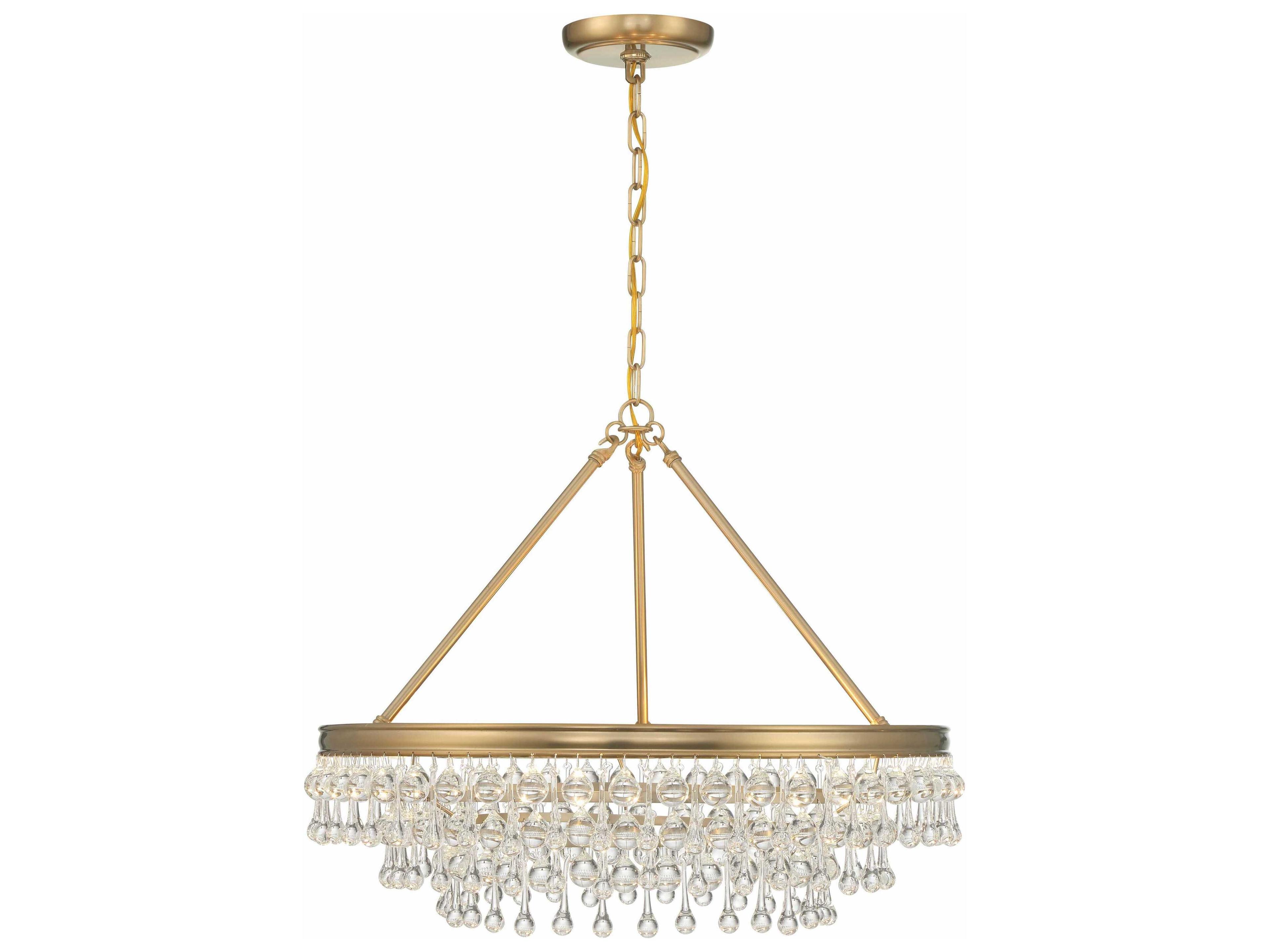 Crystorama Calypso 6-Light Vibrant Gold Glass Candelabra Chandelier