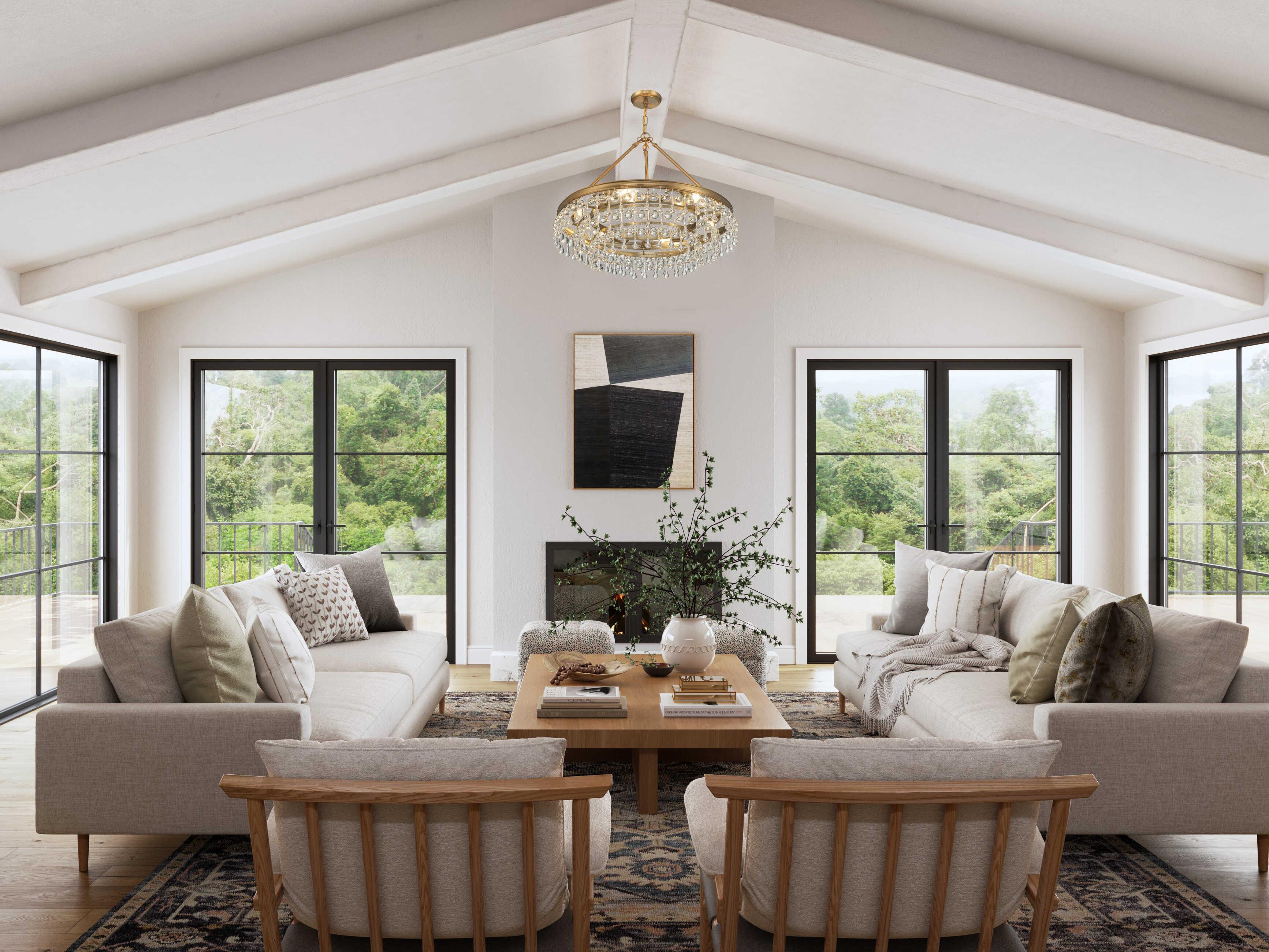 Crystorama Calypso 6-Light Vibrant Gold Glass Candelabra Chandelier