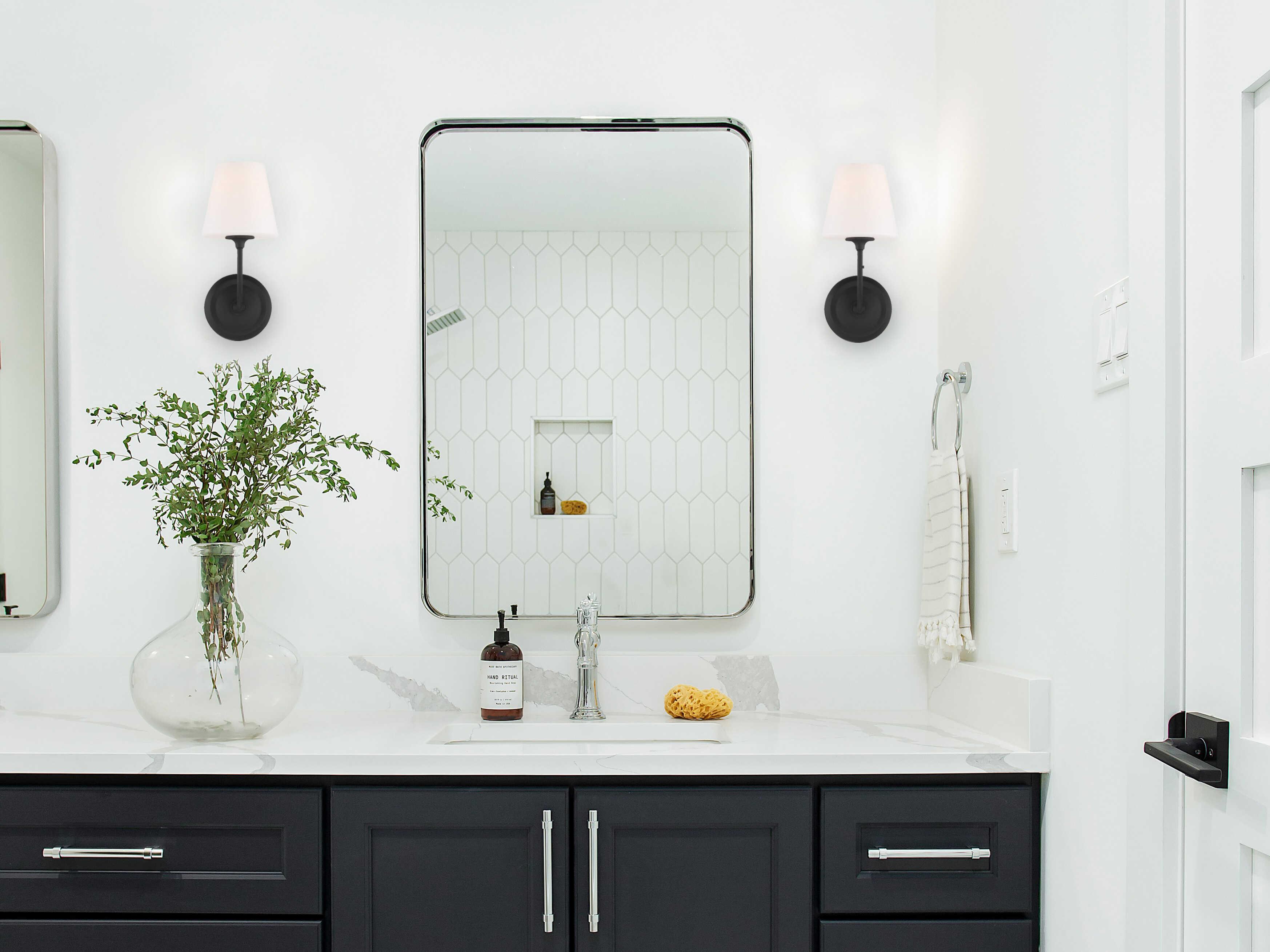 Crystorama Sylvan 1-Light Black Forged Glass Wall Sconce