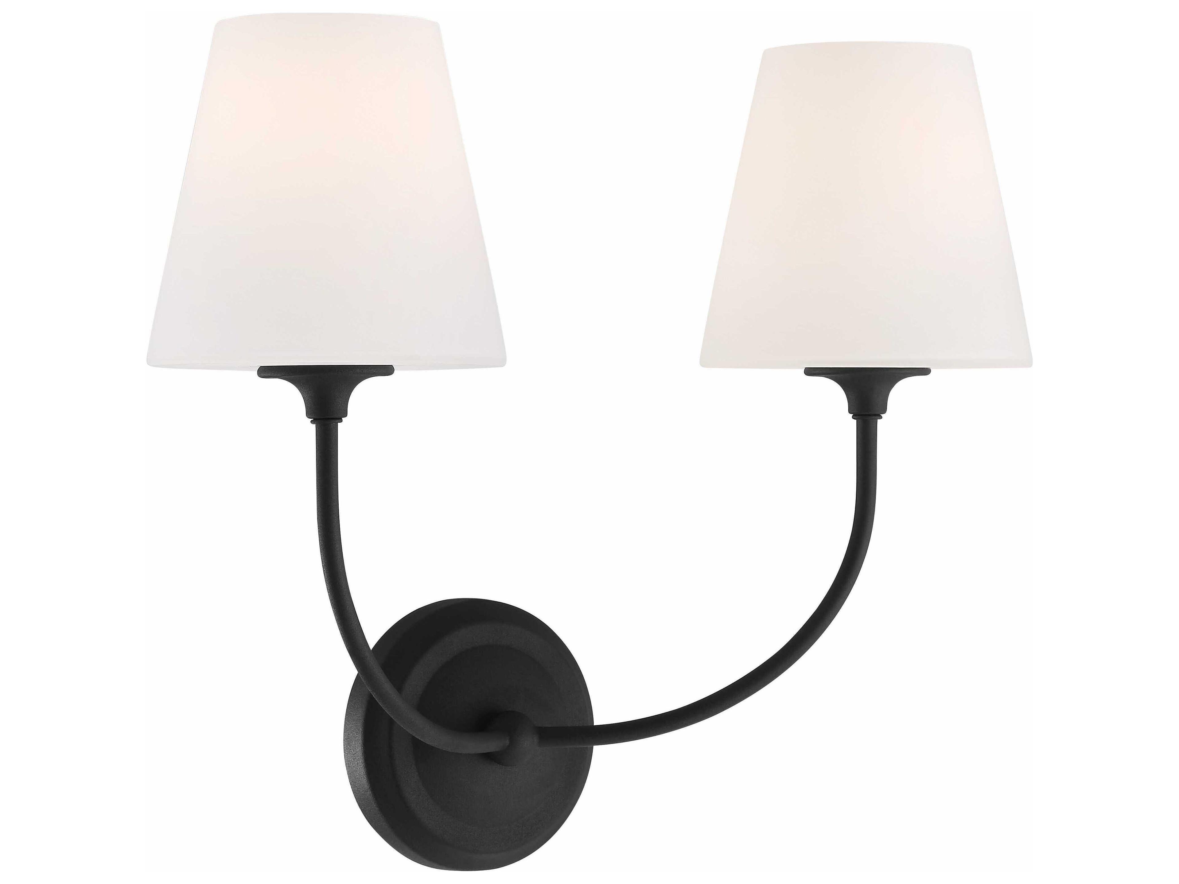 Crystorama Sylvan 2-Light Black Forged Glass Vanity Light