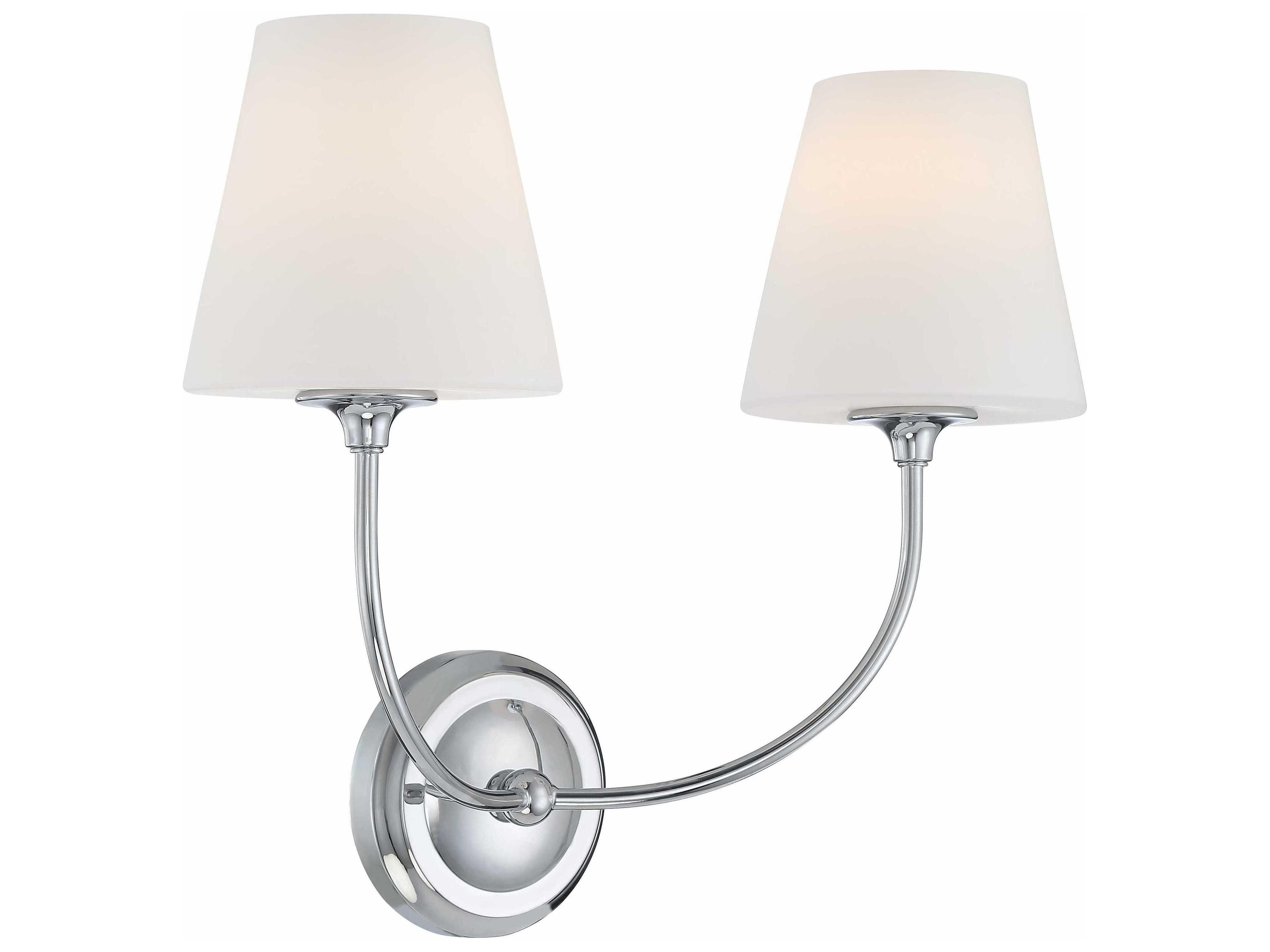 Crystorama Sylvan 2-Light Polished Chrome Glass Vanity Light