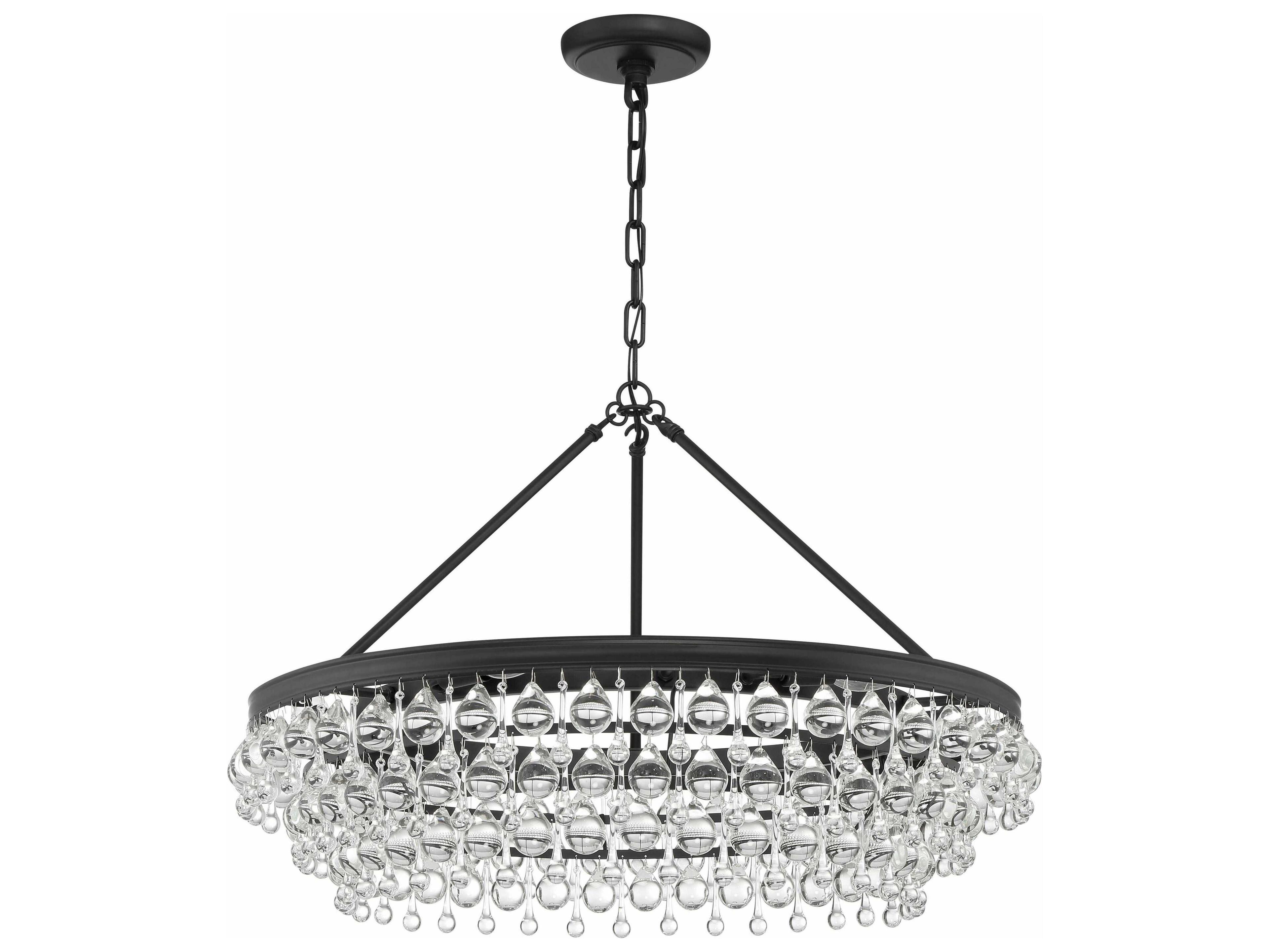 Crystorama Calypso 6-Light Matte Black Glass Candelabra Chandelier