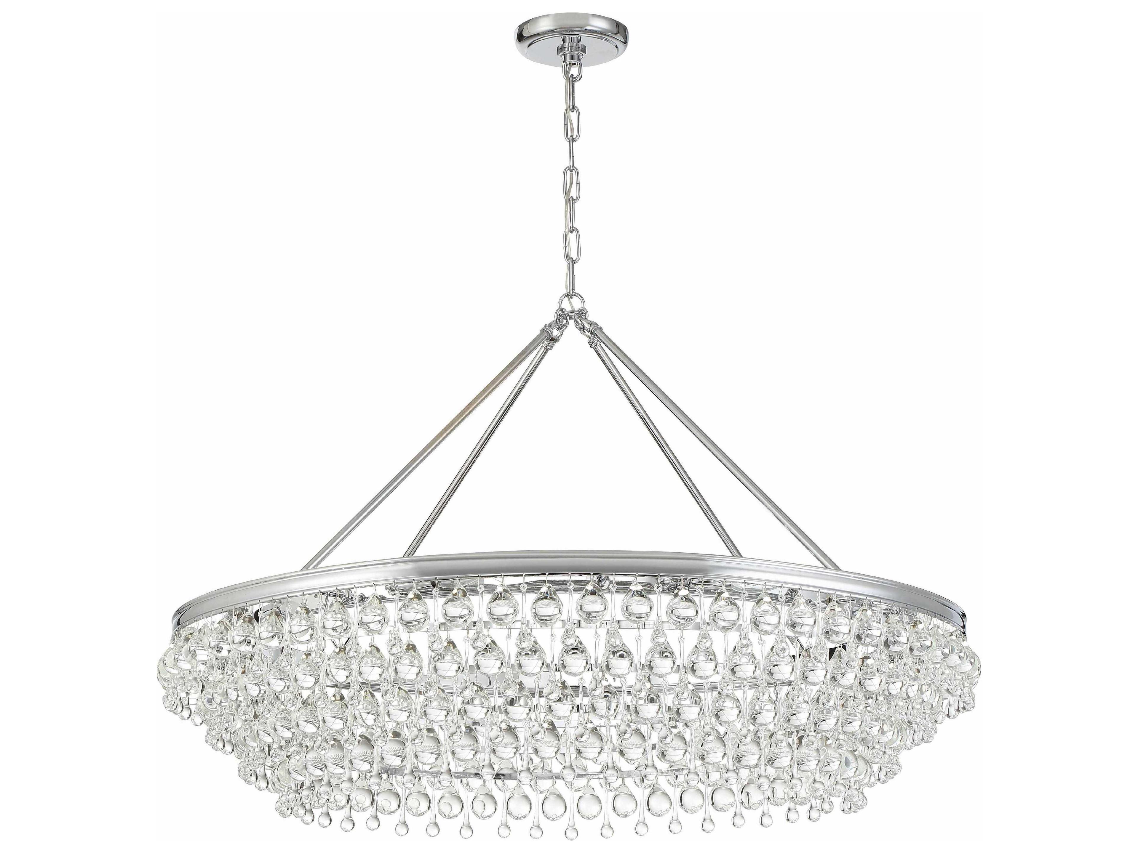 Crystorama Calypso 8-Light Polished Chrome Glass Candelabra Chandelier