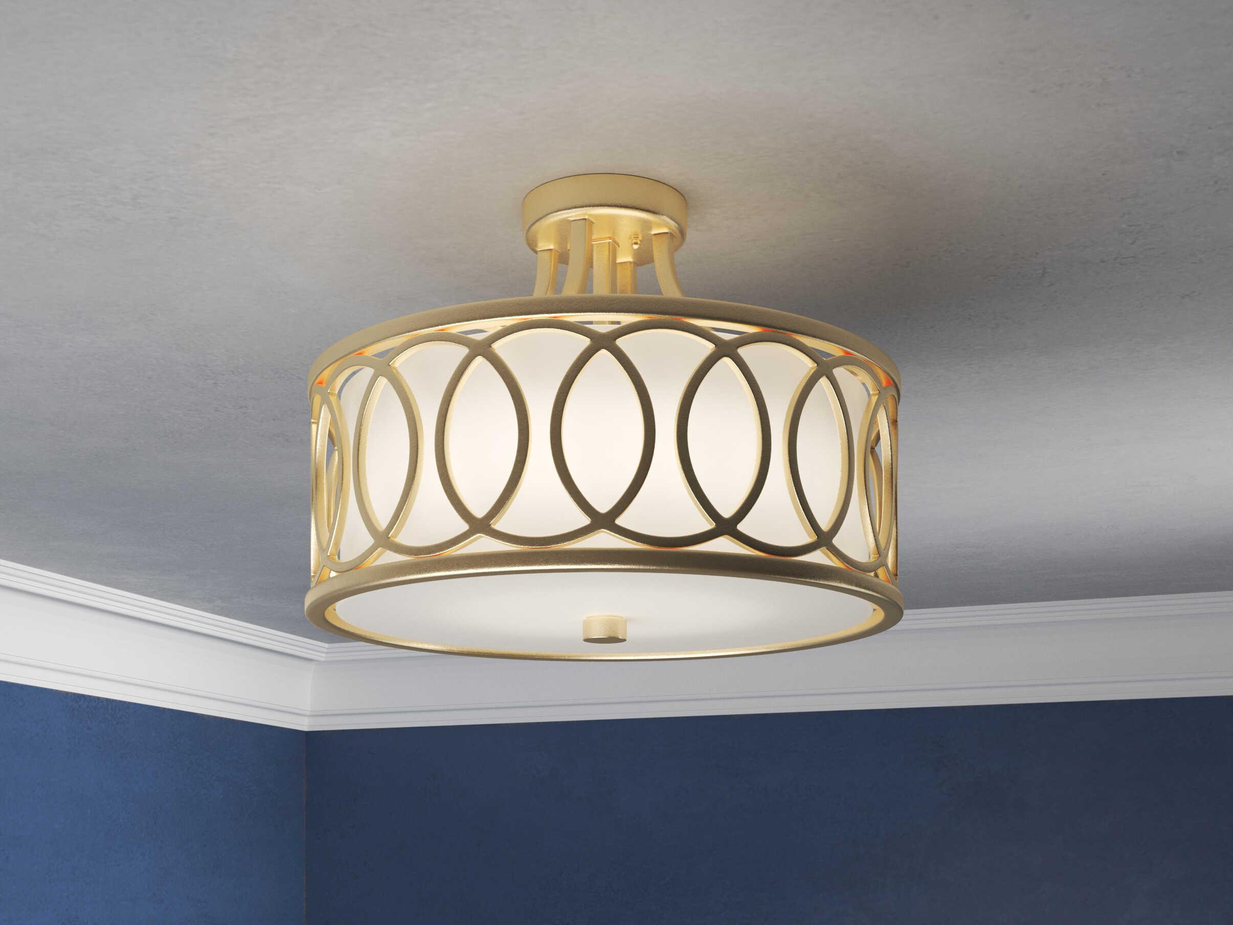 Crystorama Graham 3-Light Antique Gold Drum Semi Flush Mount