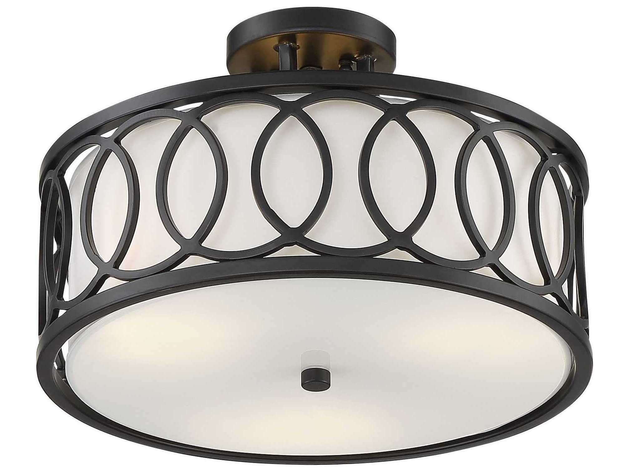 Crystorama Graham 3-Light Matte Black Drum Semi Flush Mount