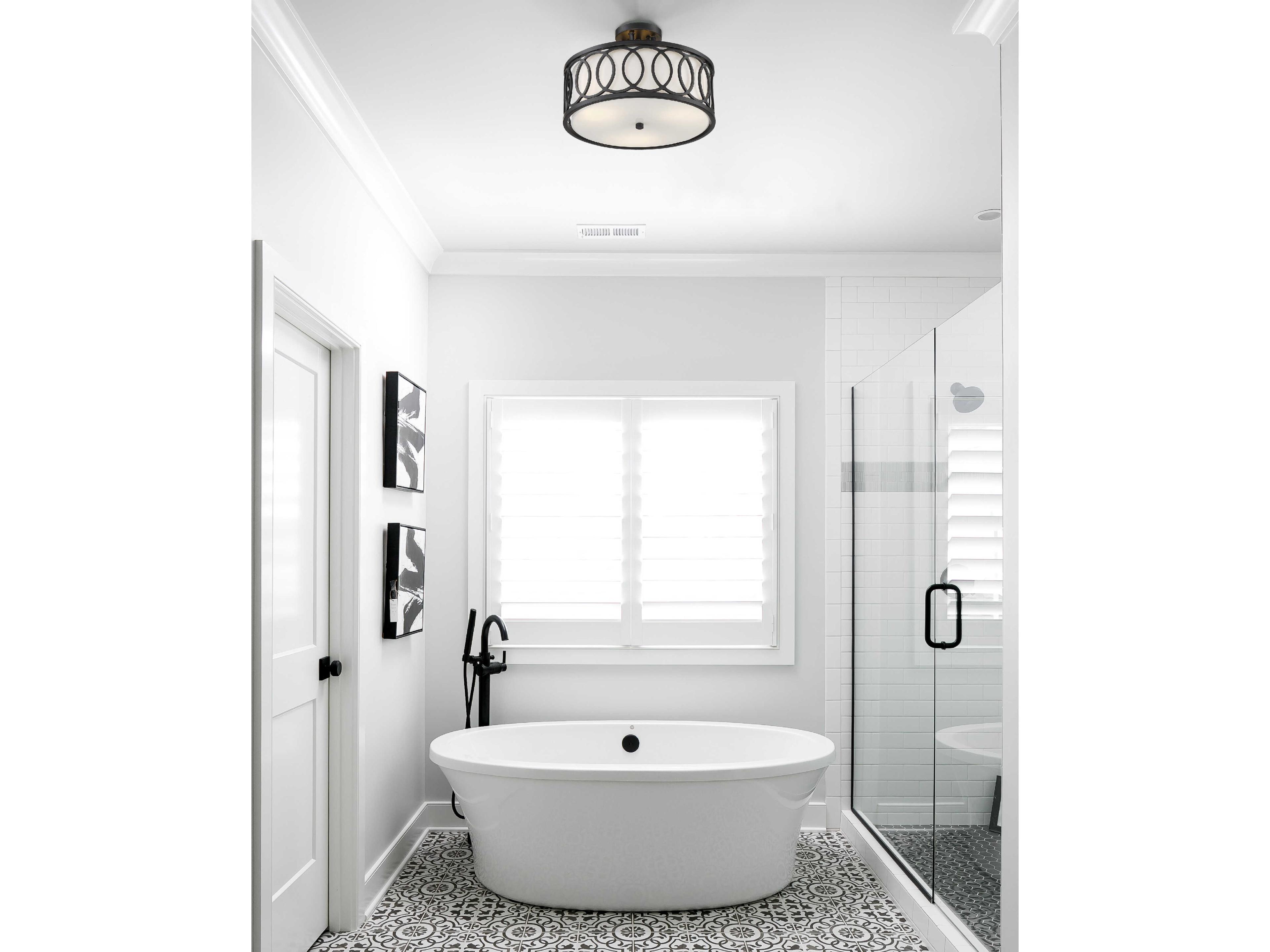 Crystorama Graham 3-Light Matte Black Drum Semi Flush Mount