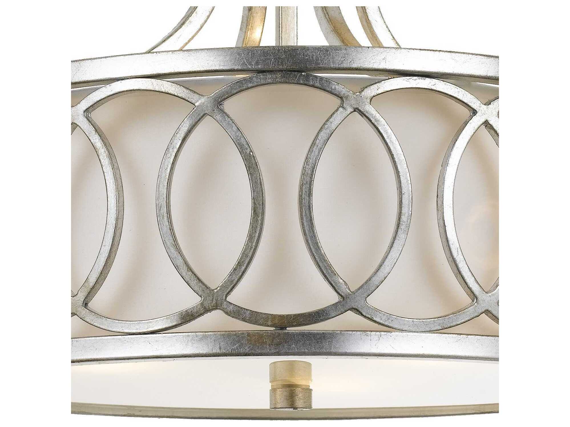 Crystorama Graham 3-Light Antique Silver Drum Semi Flush Mount