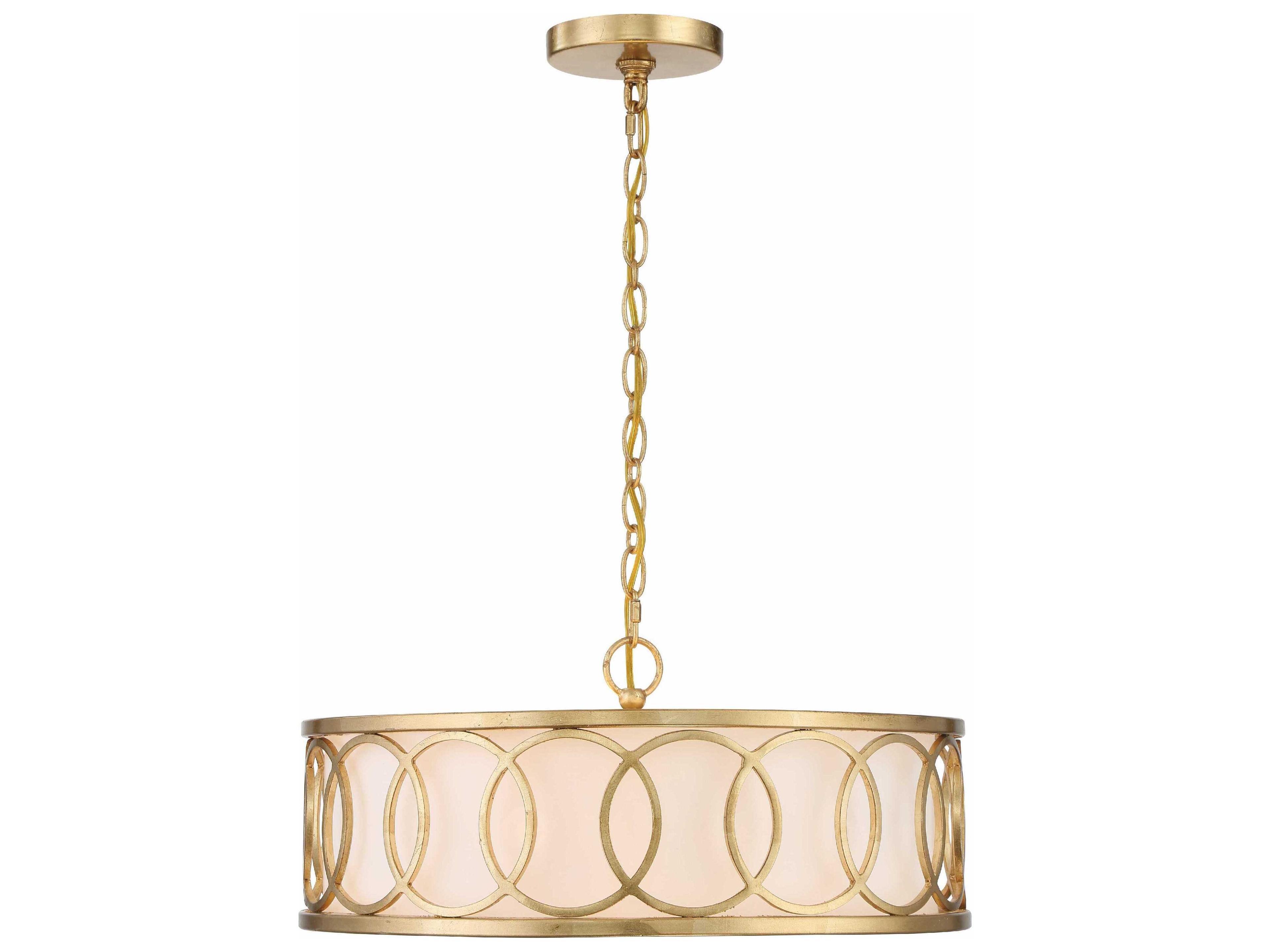Crystorama Graham 6-Light Antique Gold Drum Pendant