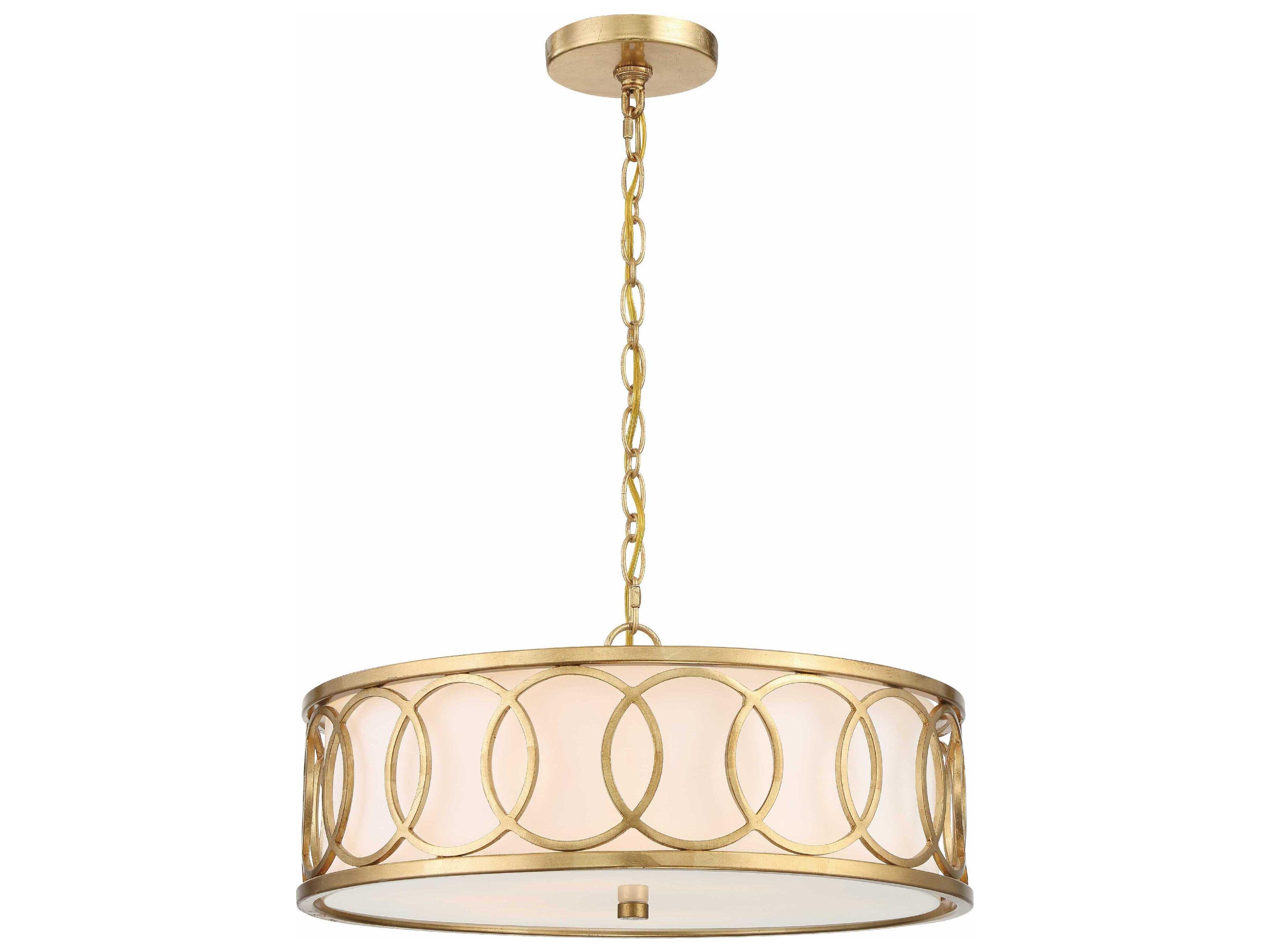 Crystorama Graham 6-Light Antique Gold Drum Pendant