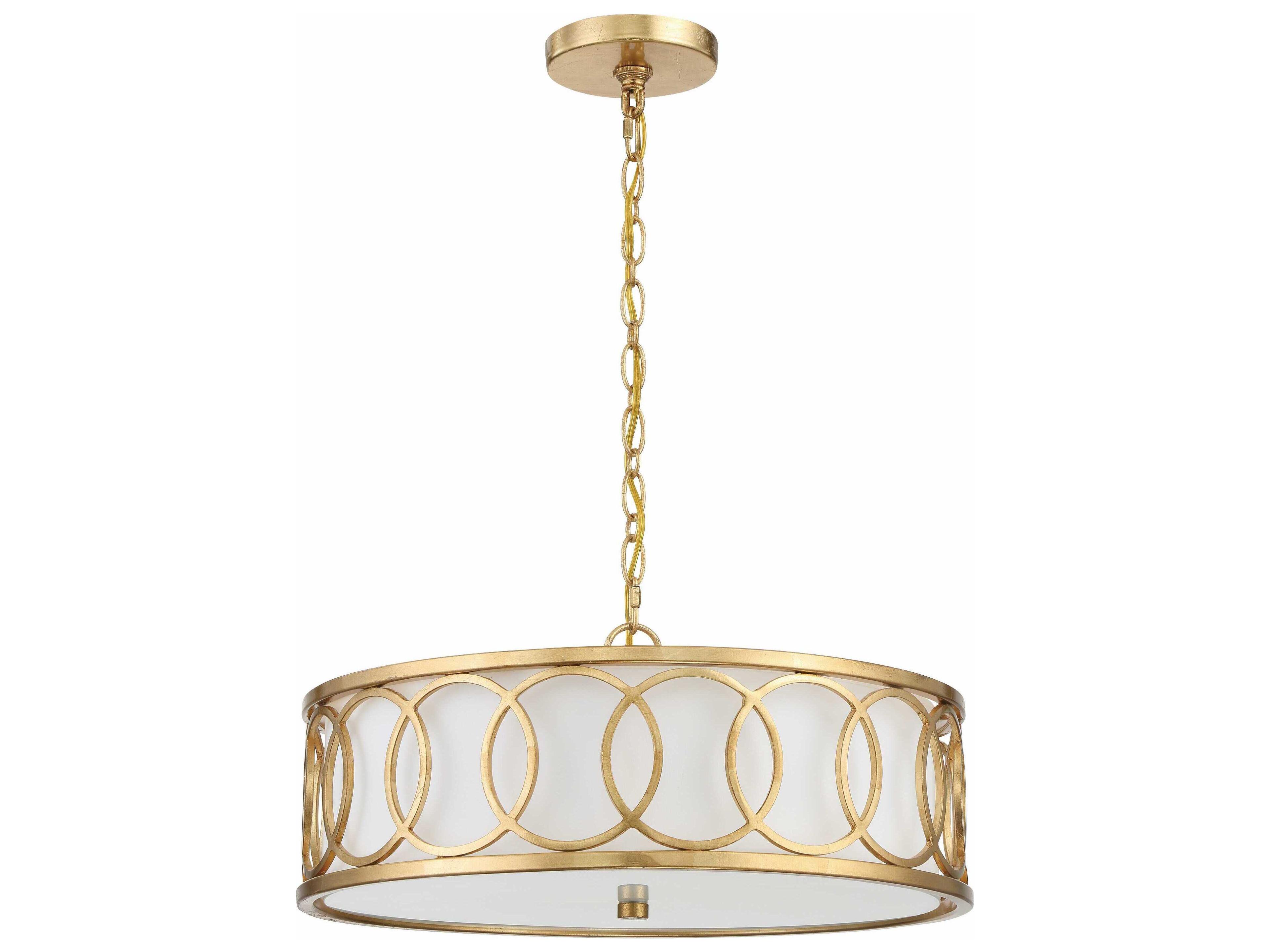 Crystorama Graham 6-Light Antique Gold Drum Pendant
