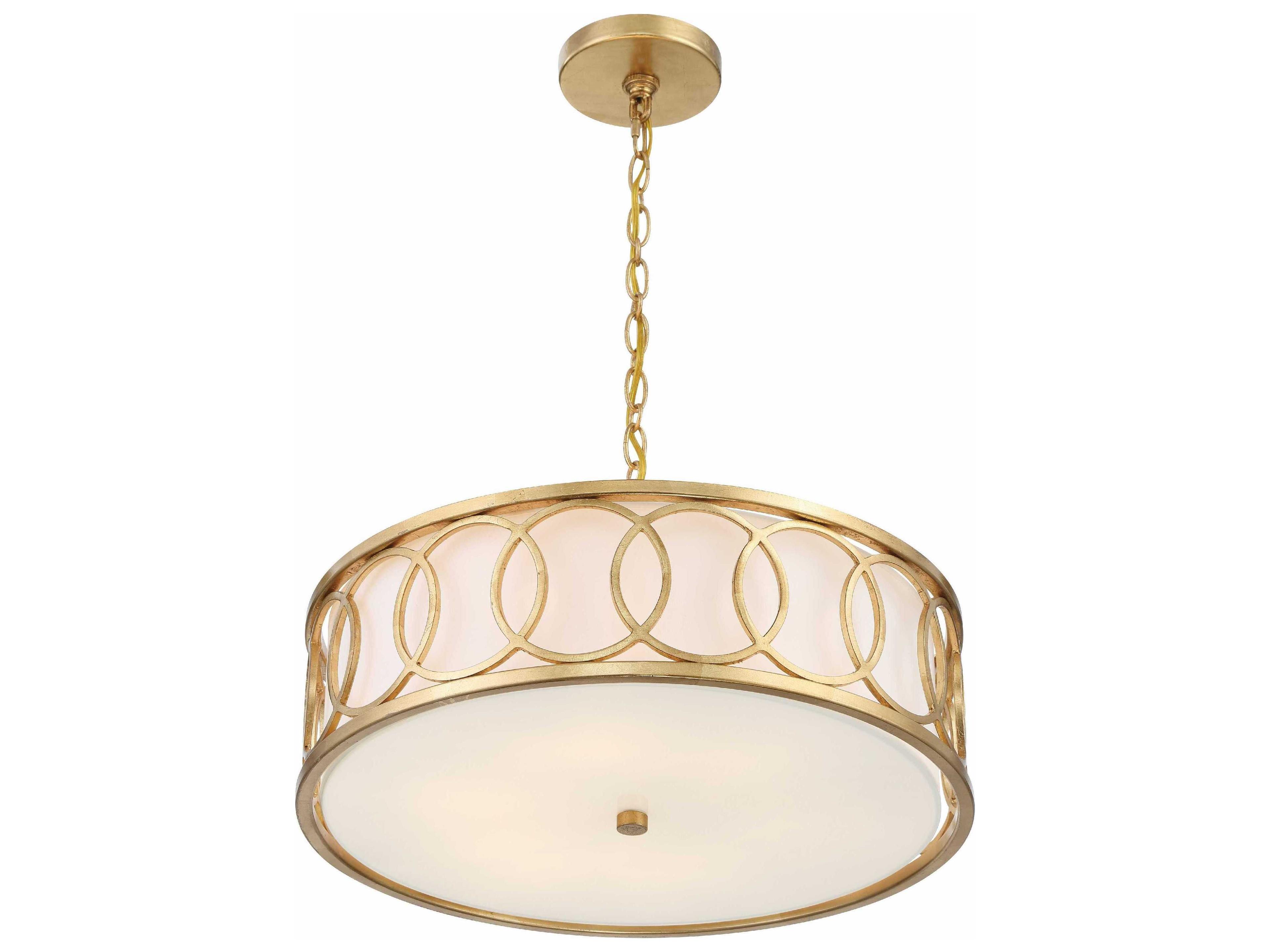 Crystorama Graham 6-Light Antique Gold Drum Pendant