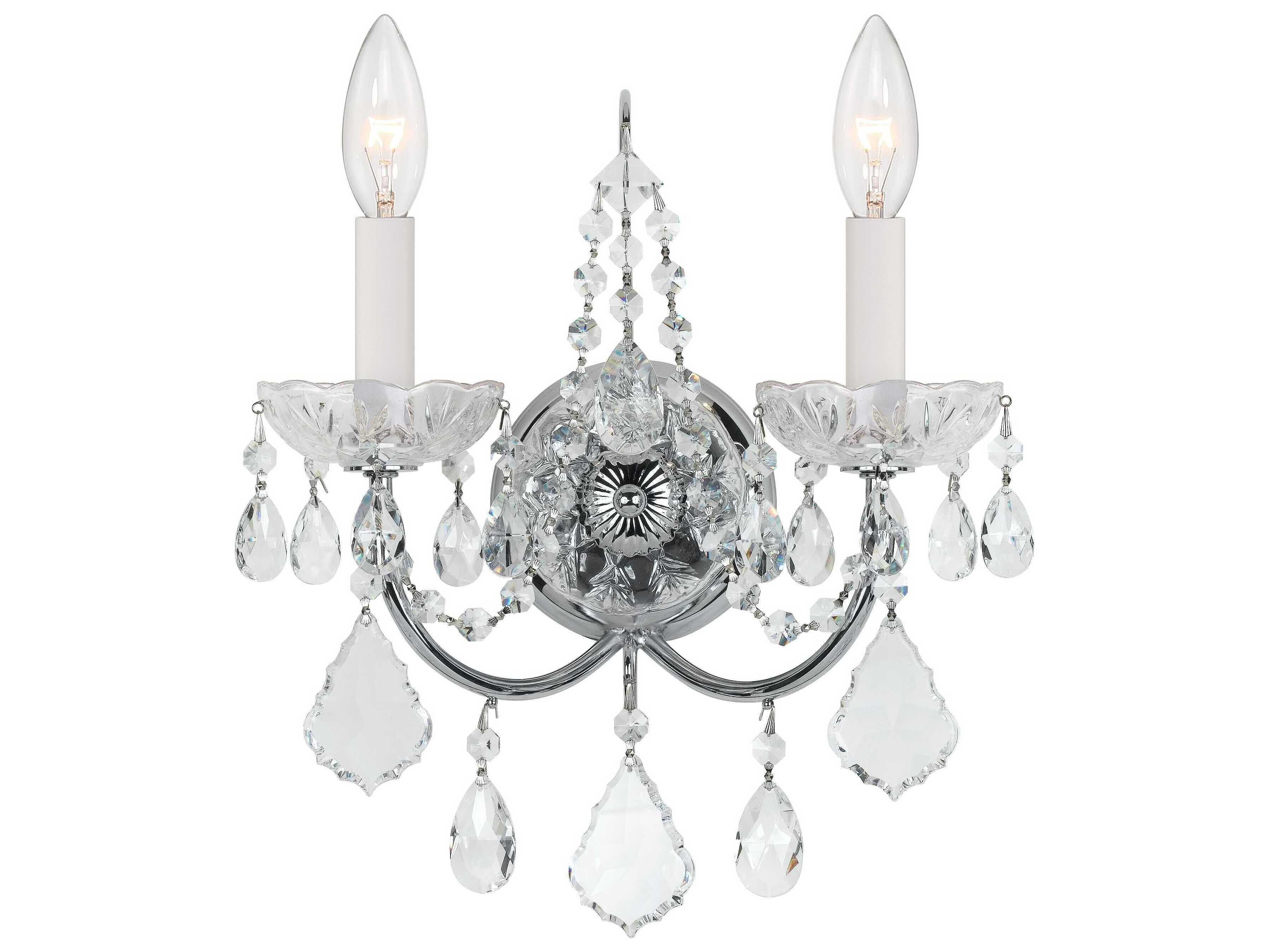 Crystorama Imperial 2-Light Polished Chrome Crystal Wall Sconce