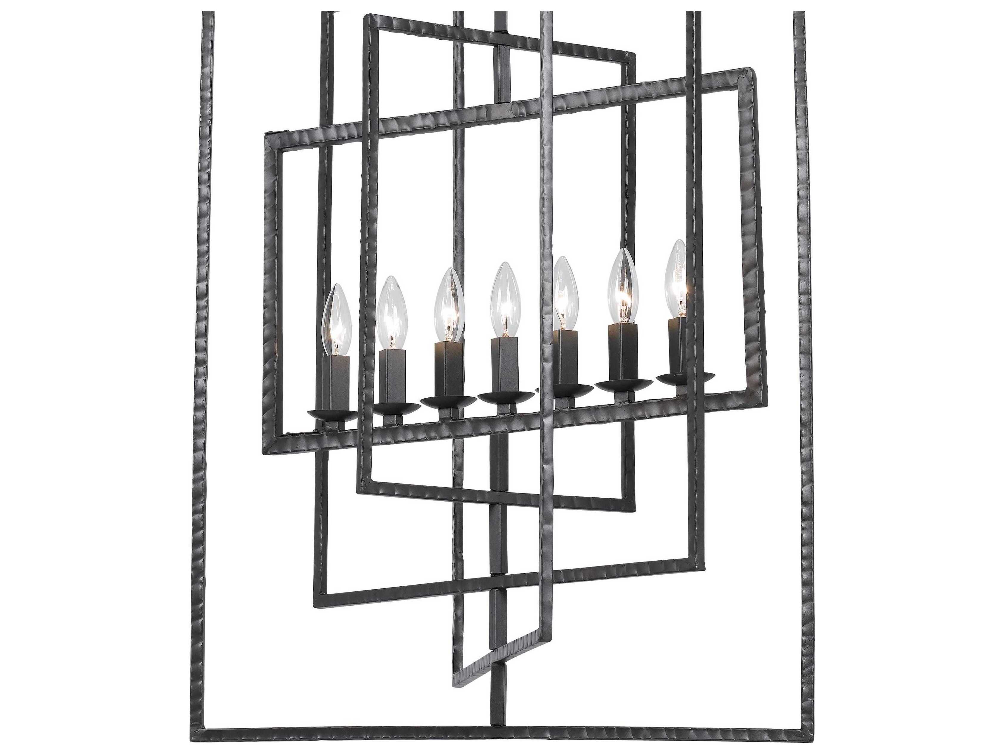 Crystorama Capri 7-Light Raw Steel Candelabra Geometric Chandelier