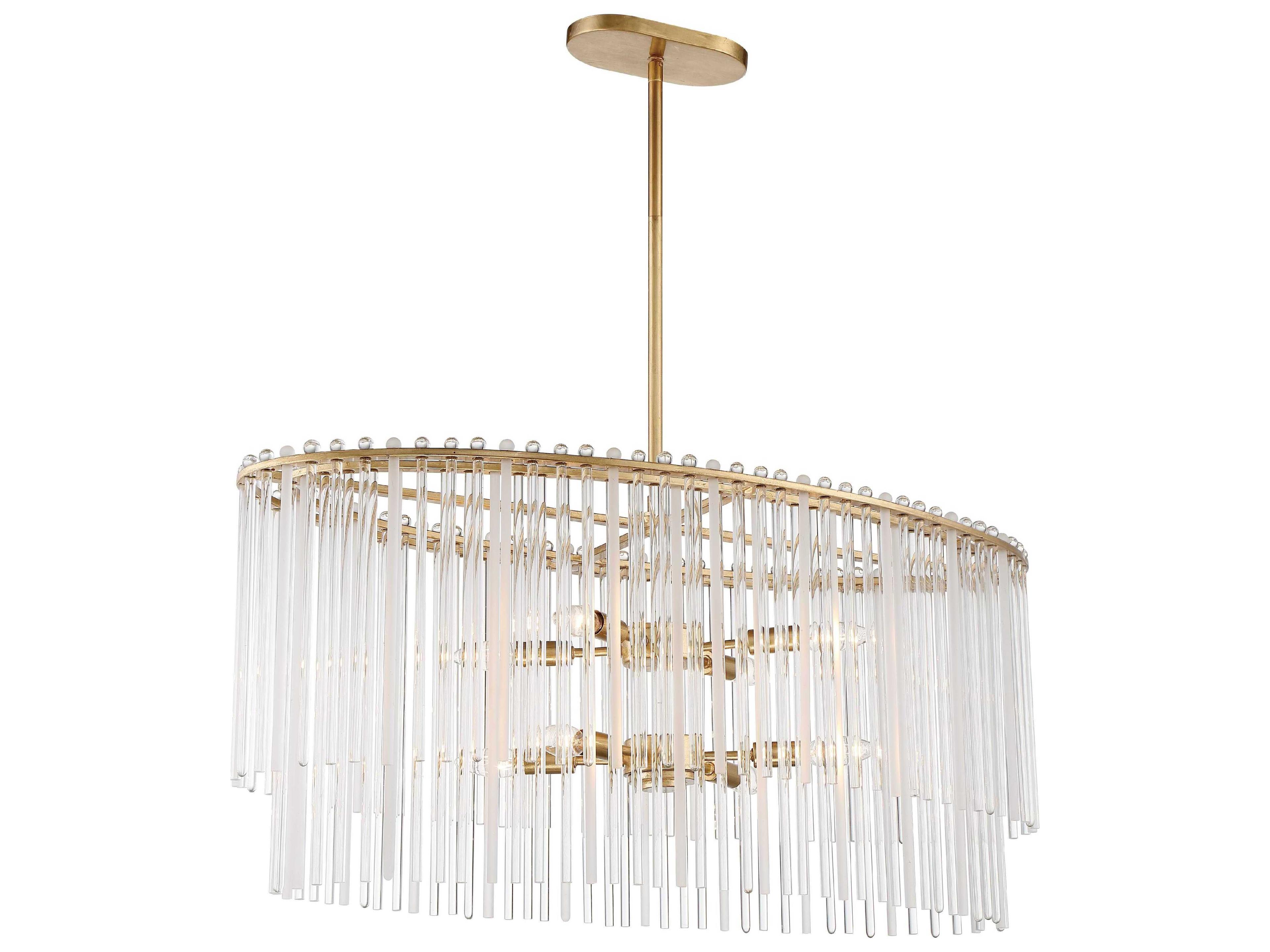 Crystorama Bleecker 8-Light Antique Gold Crystal Glass Tiered Island Pendant