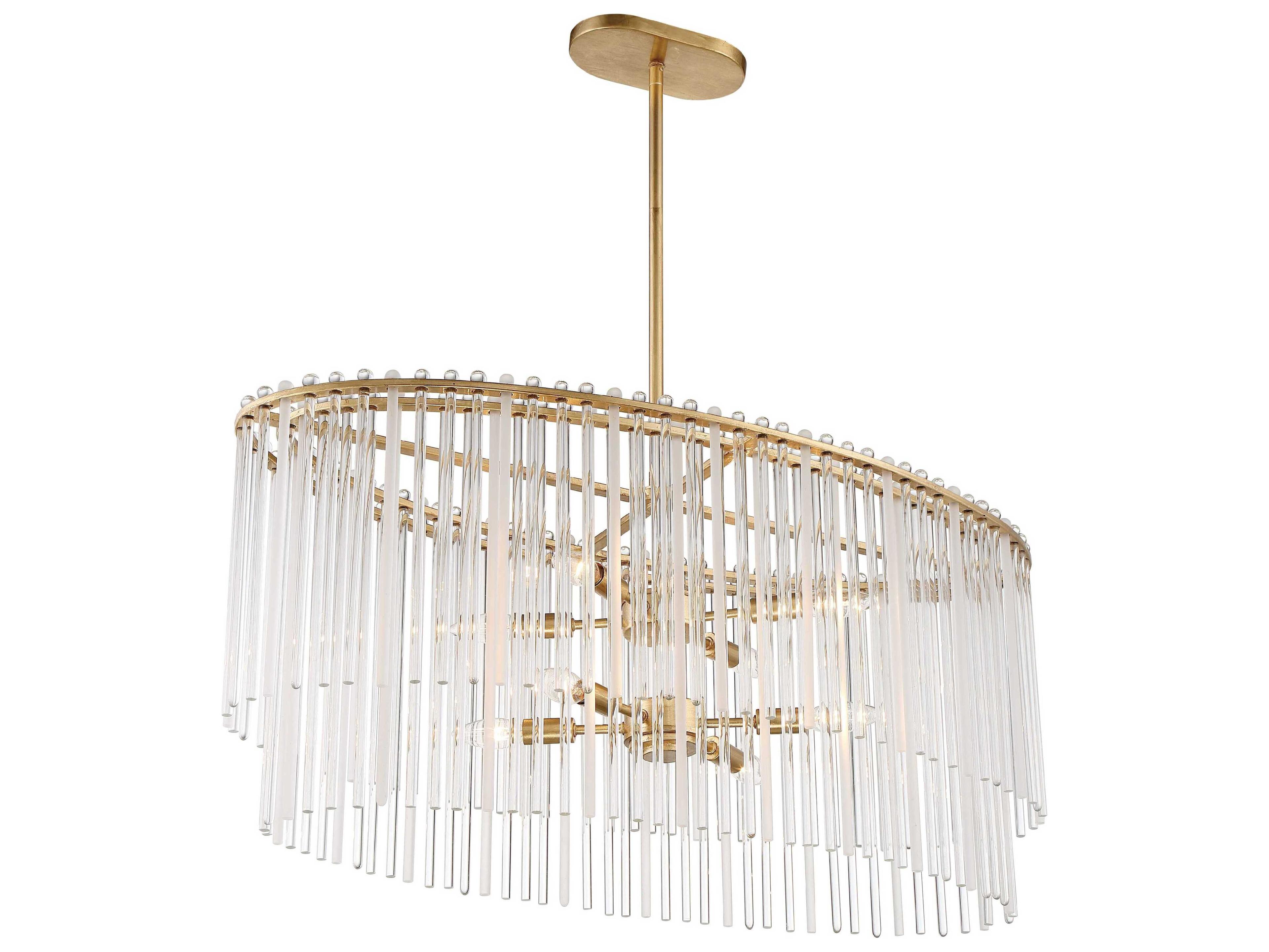 Crystorama Bleecker 8-Light Antique Gold Crystal Glass Tiered Island Pendant