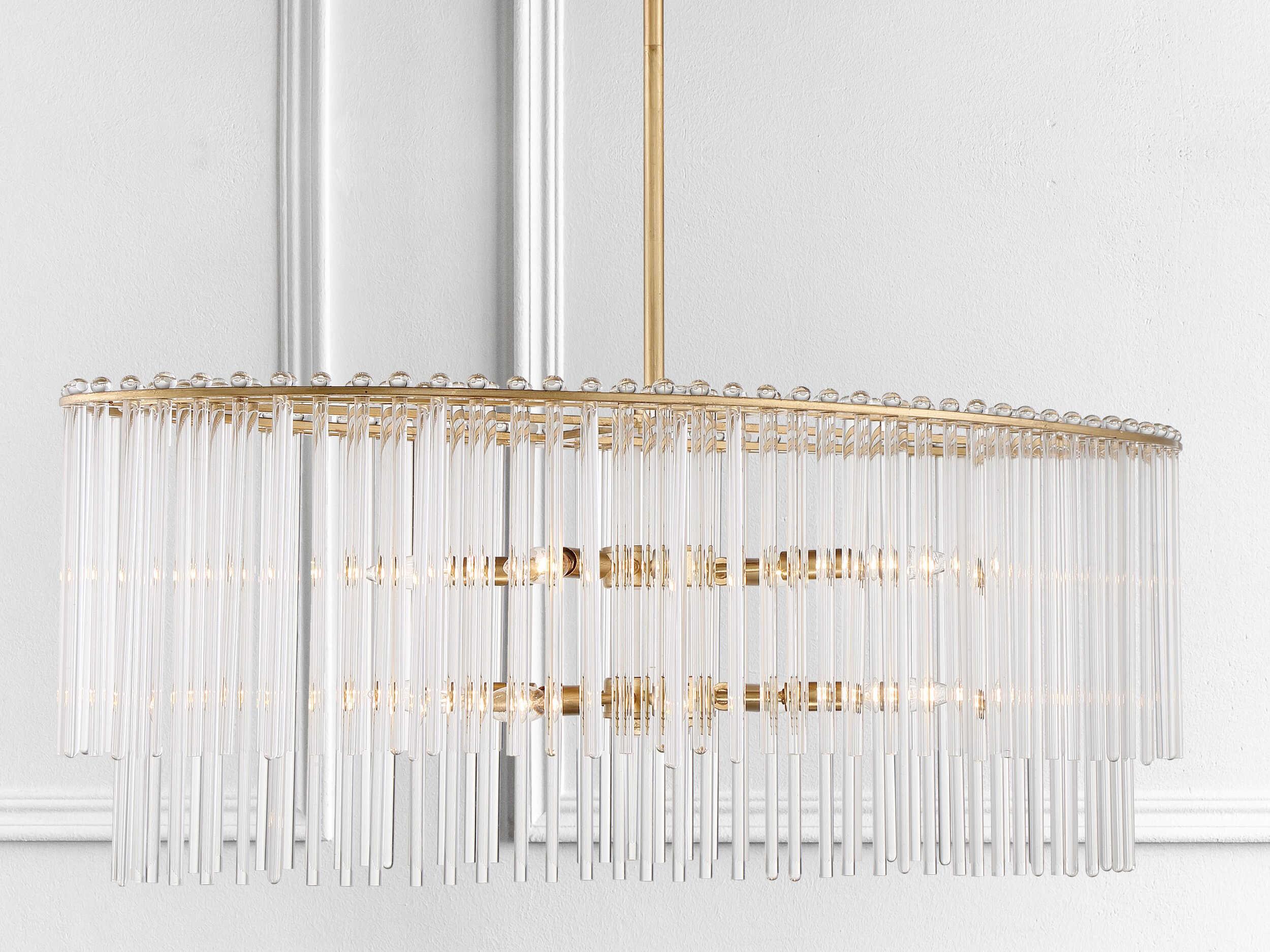 Crystorama Bleecker 8-Light Antique Gold Crystal Glass Tiered Island Pendant