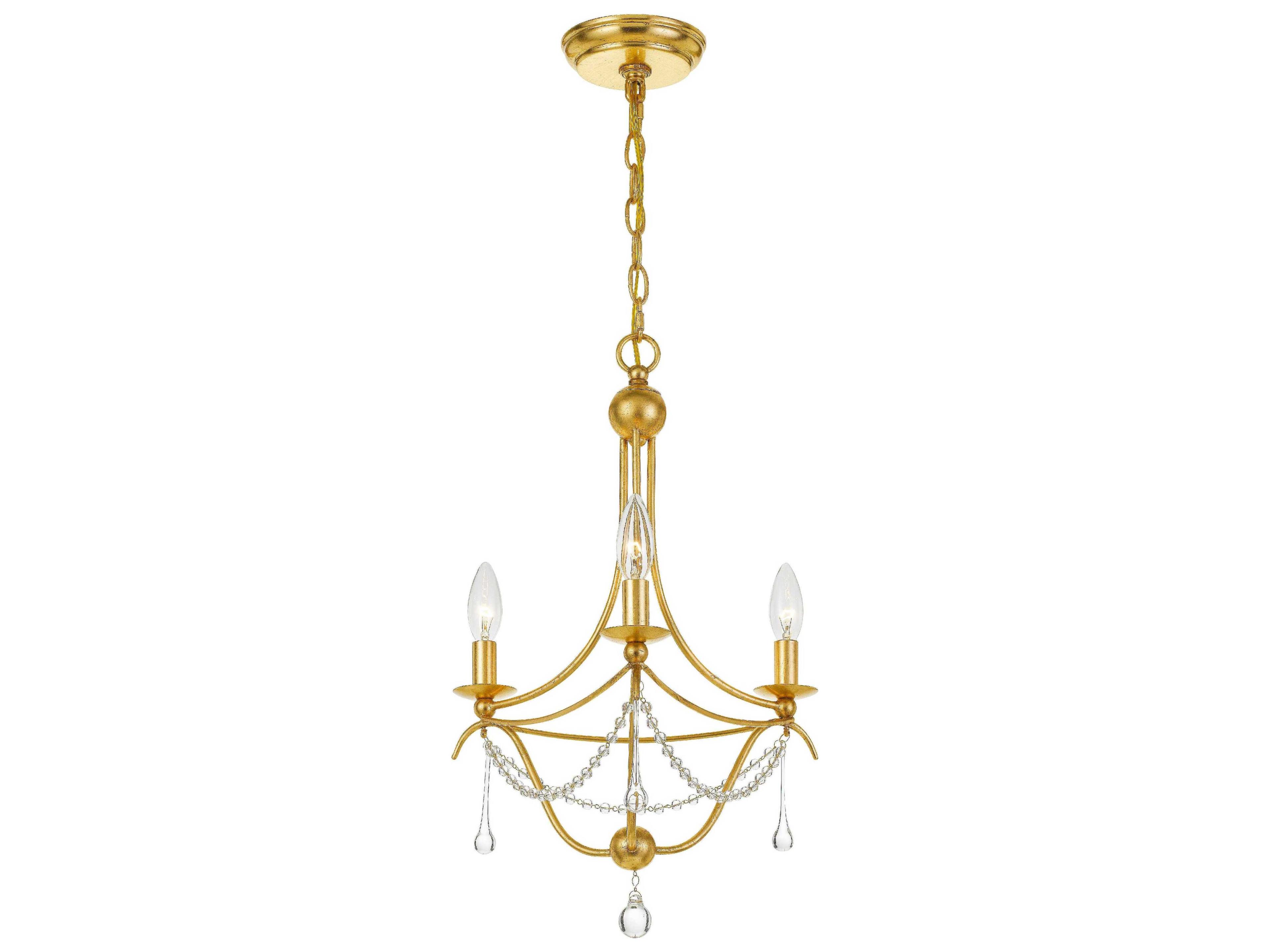 Crystorama Metro 3-Light Antique Gold Crystal Candelabra Chandelier