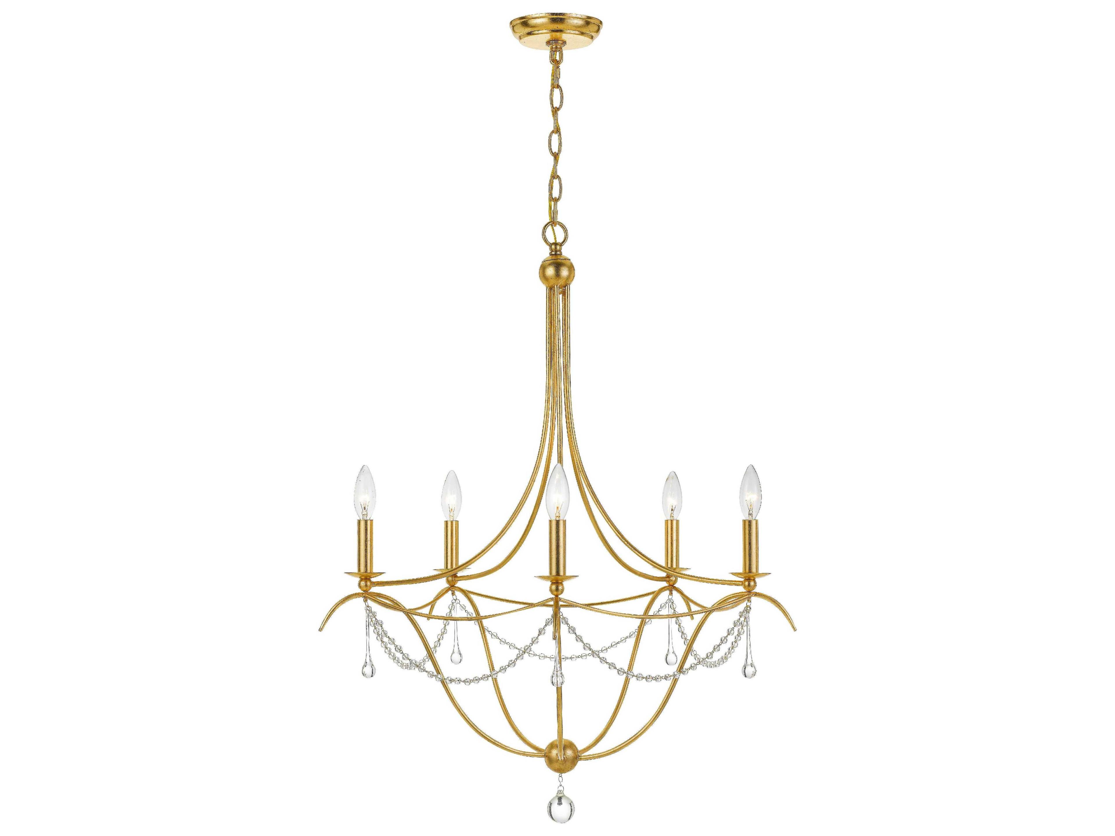 Crystorama Metro 5-Light Antique Gold Crystal Candelabra Chandelier