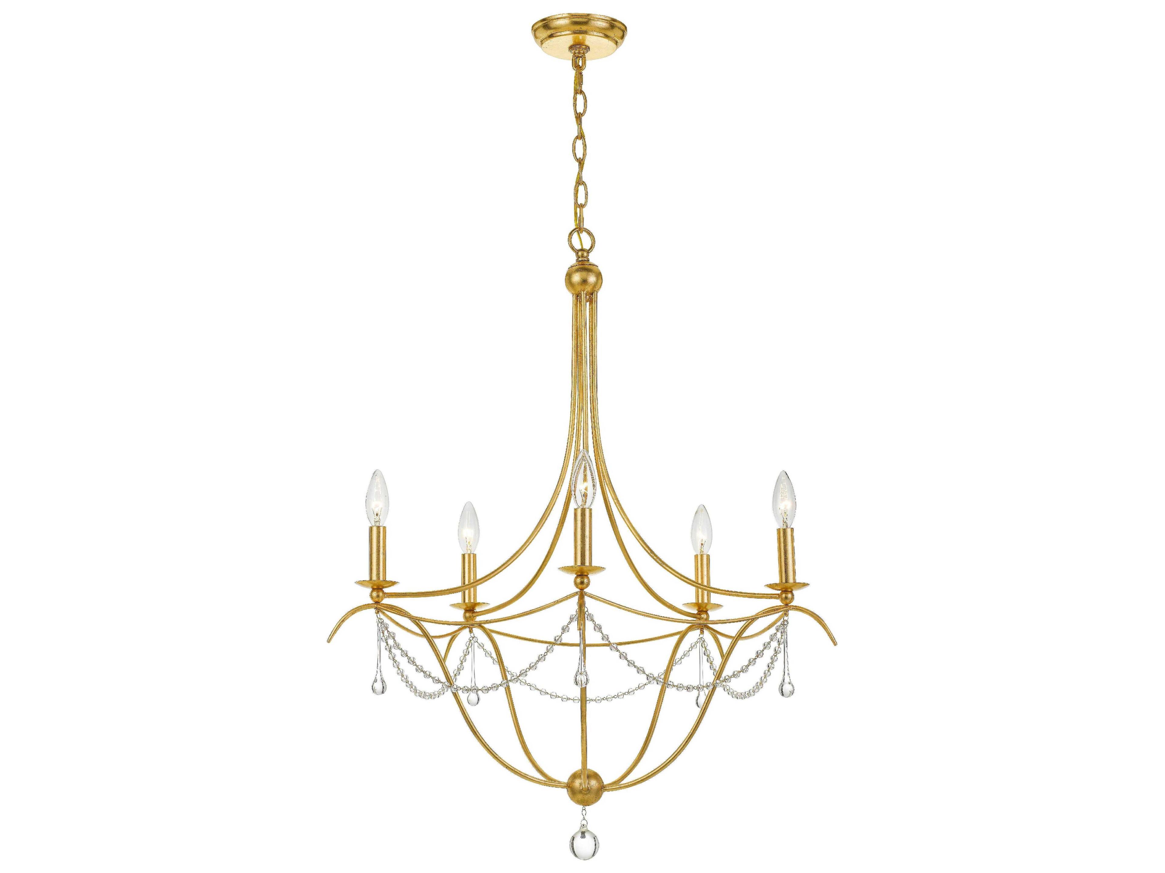 Crystorama Metro 5-Light Antique Gold Crystal Candelabra Chandelier