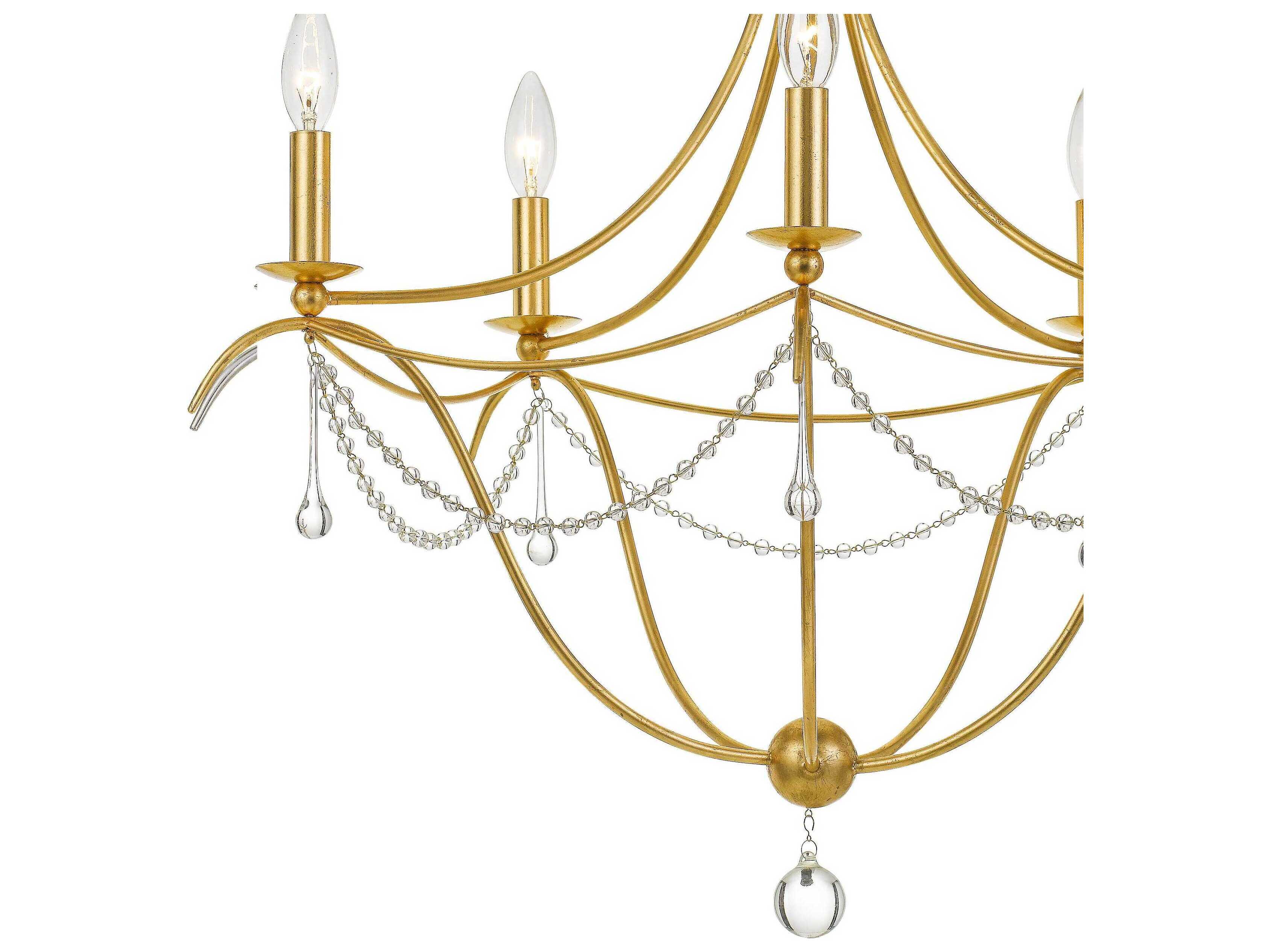 Crystorama Metro 5-Light Antique Gold Crystal Candelabra Chandelier