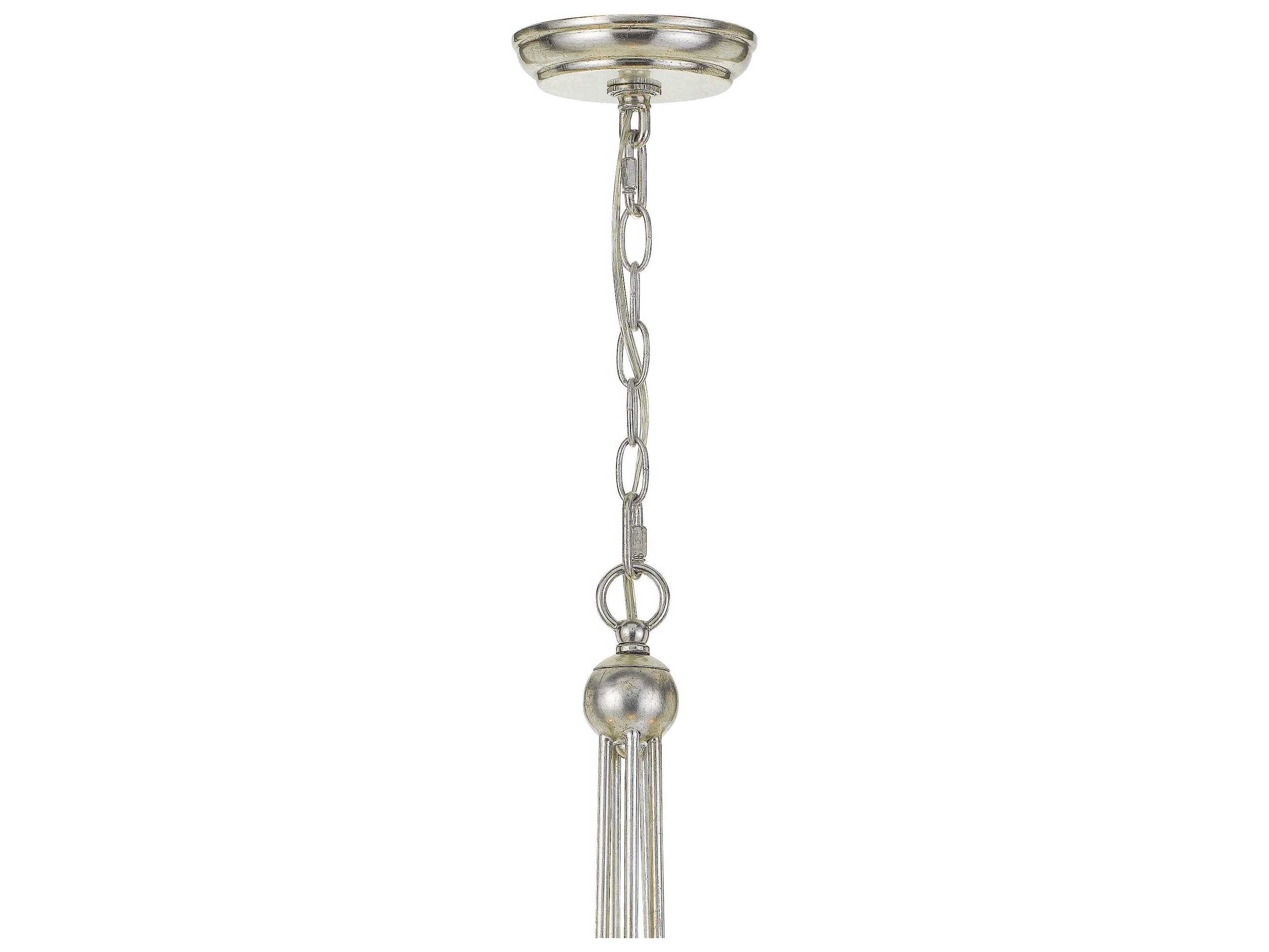 Crystorama Metro 5-Light Antique Silver Glass Candelabra Chandelier