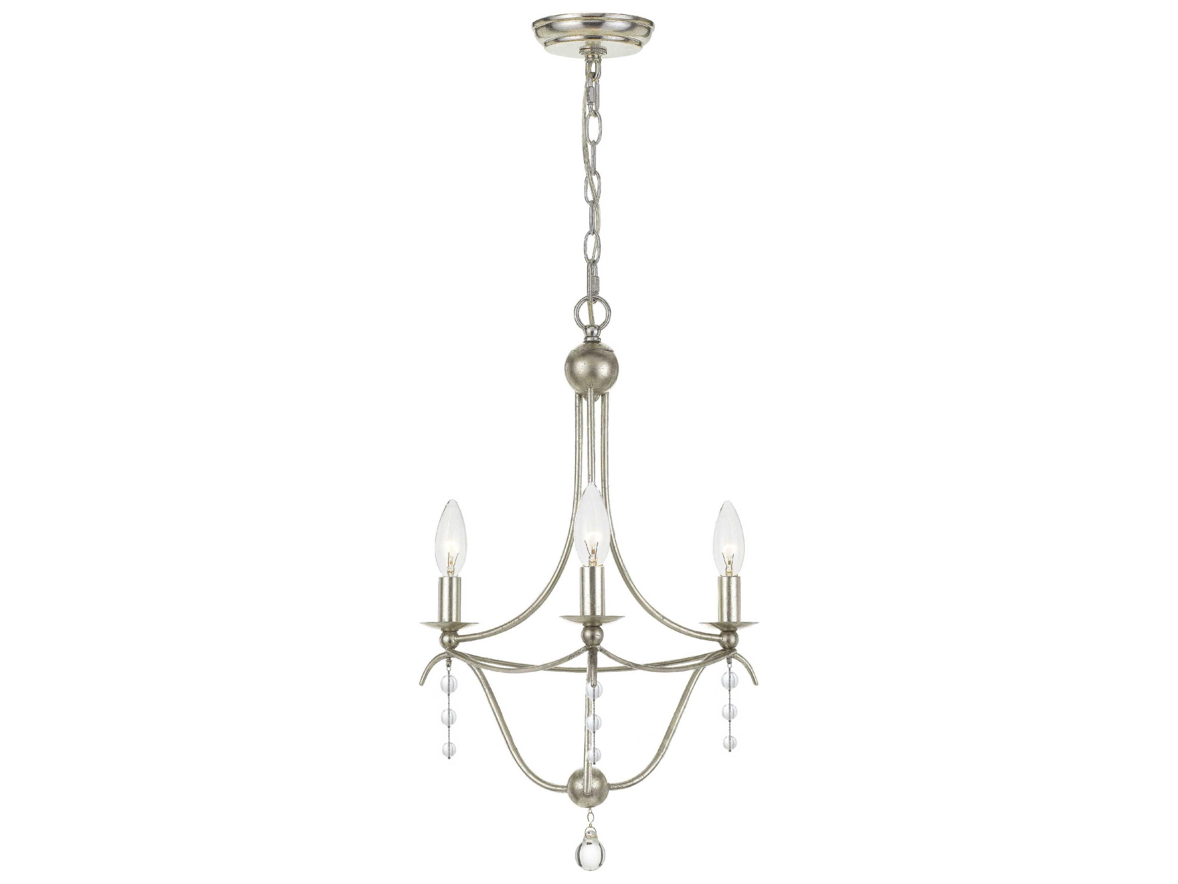 Crystorama Metro 3-Light Antique Silver Crystal Candelabra Chandelier