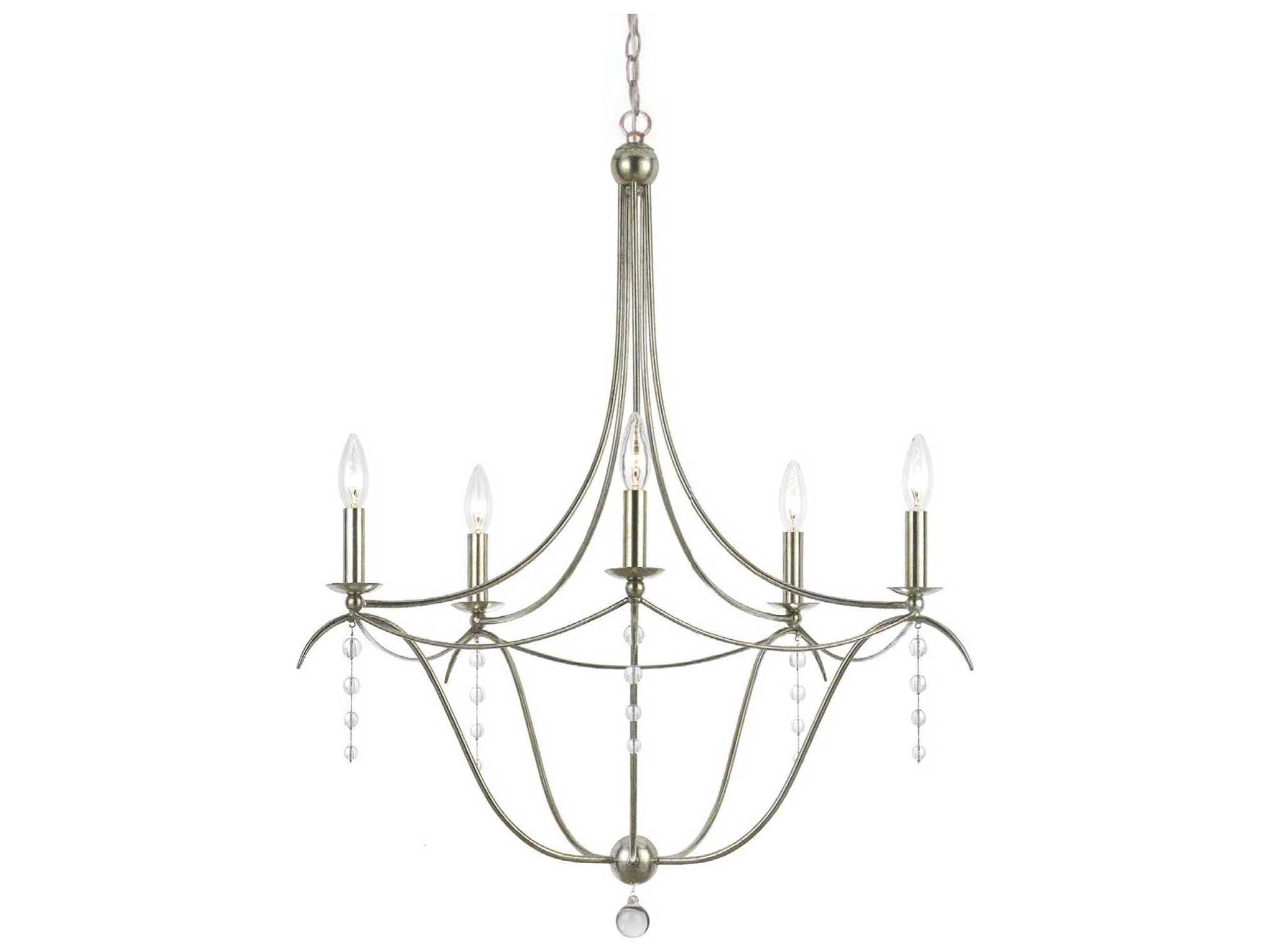 Crystorama Metro 5-Light Antique Silver Crystal Candelabra Chandelier