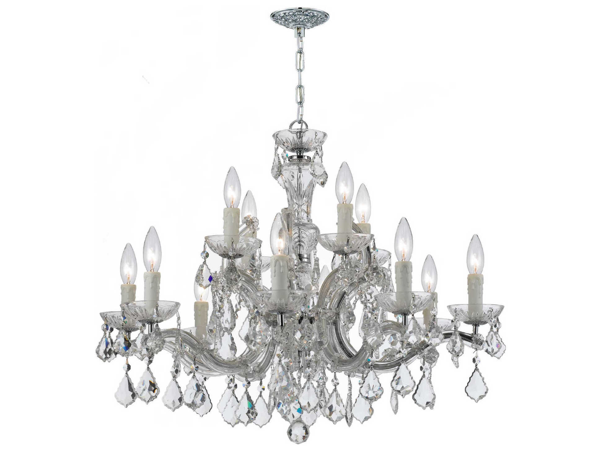 Crystorama Maria Theresa 12-Light Chrome Crystal Candelabra Chandelier