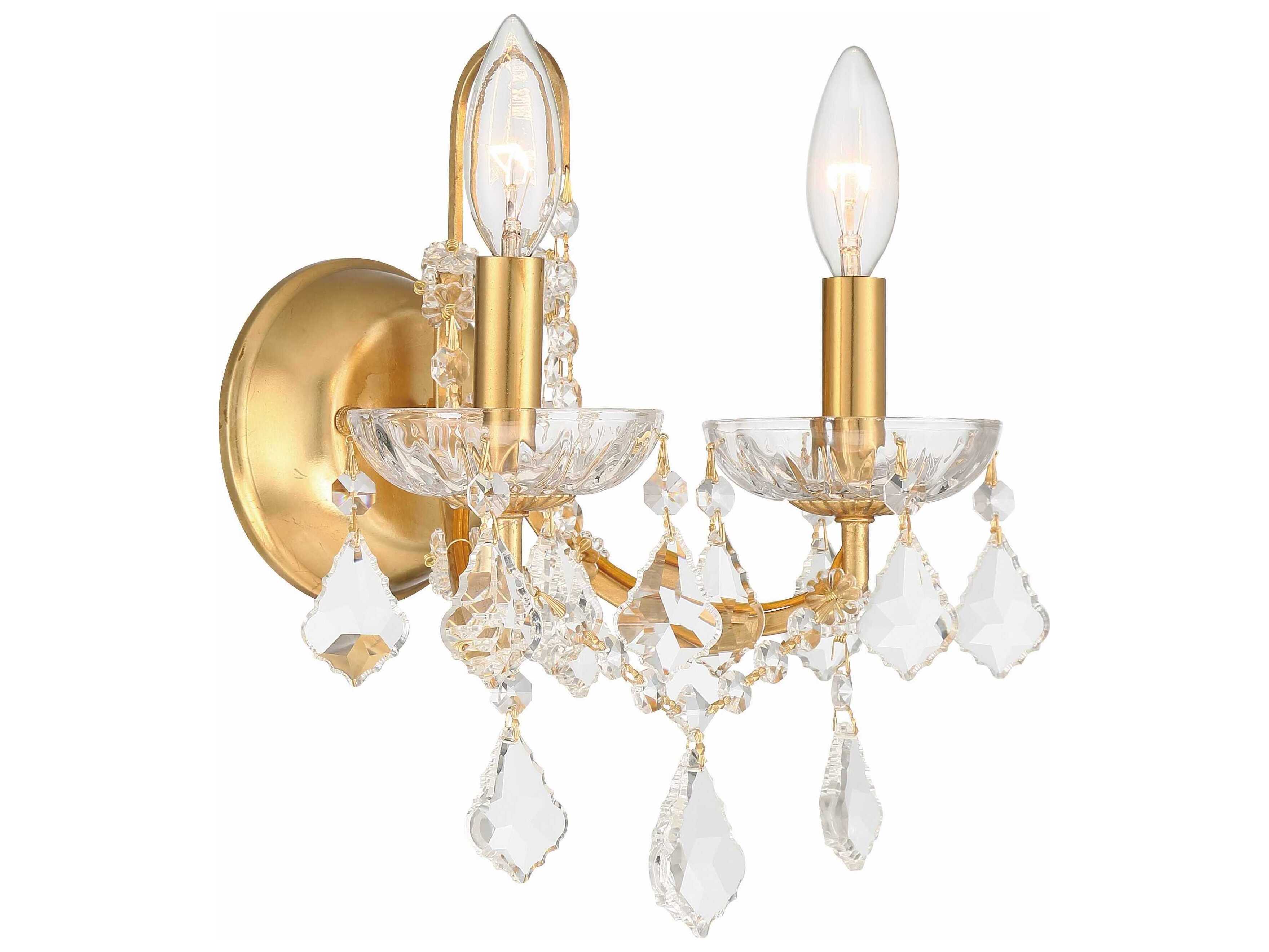 Crystorama Filmore 2-Light English Bronze Crystal Wall Sconce