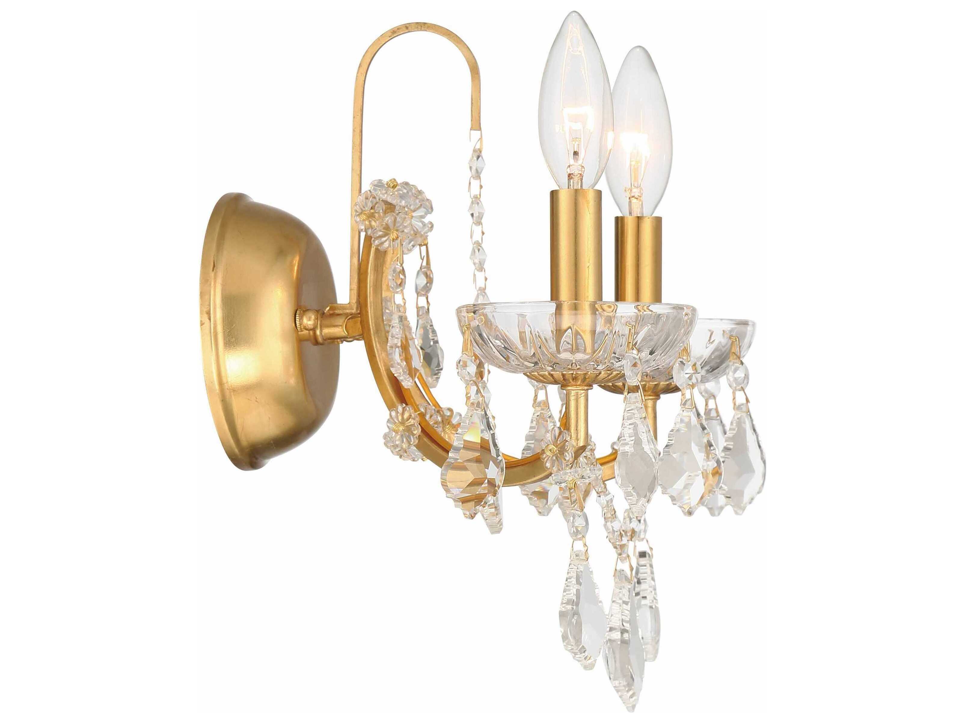 Crystorama Filmore 2-Light English Bronze Crystal Wall Sconce