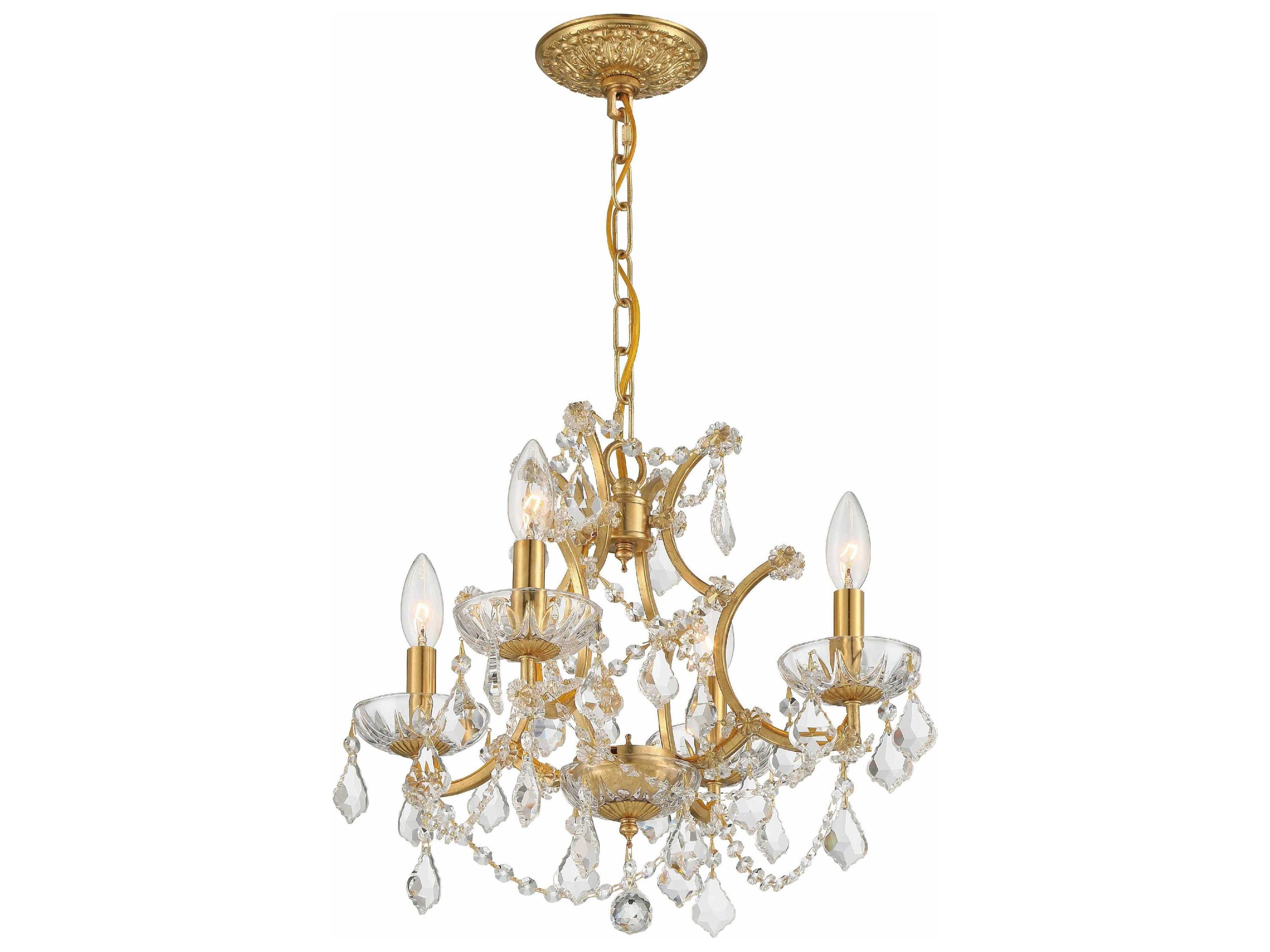 Crystorama Filmore 4-Light Antique Gold Crystal Candelabra Chandelier